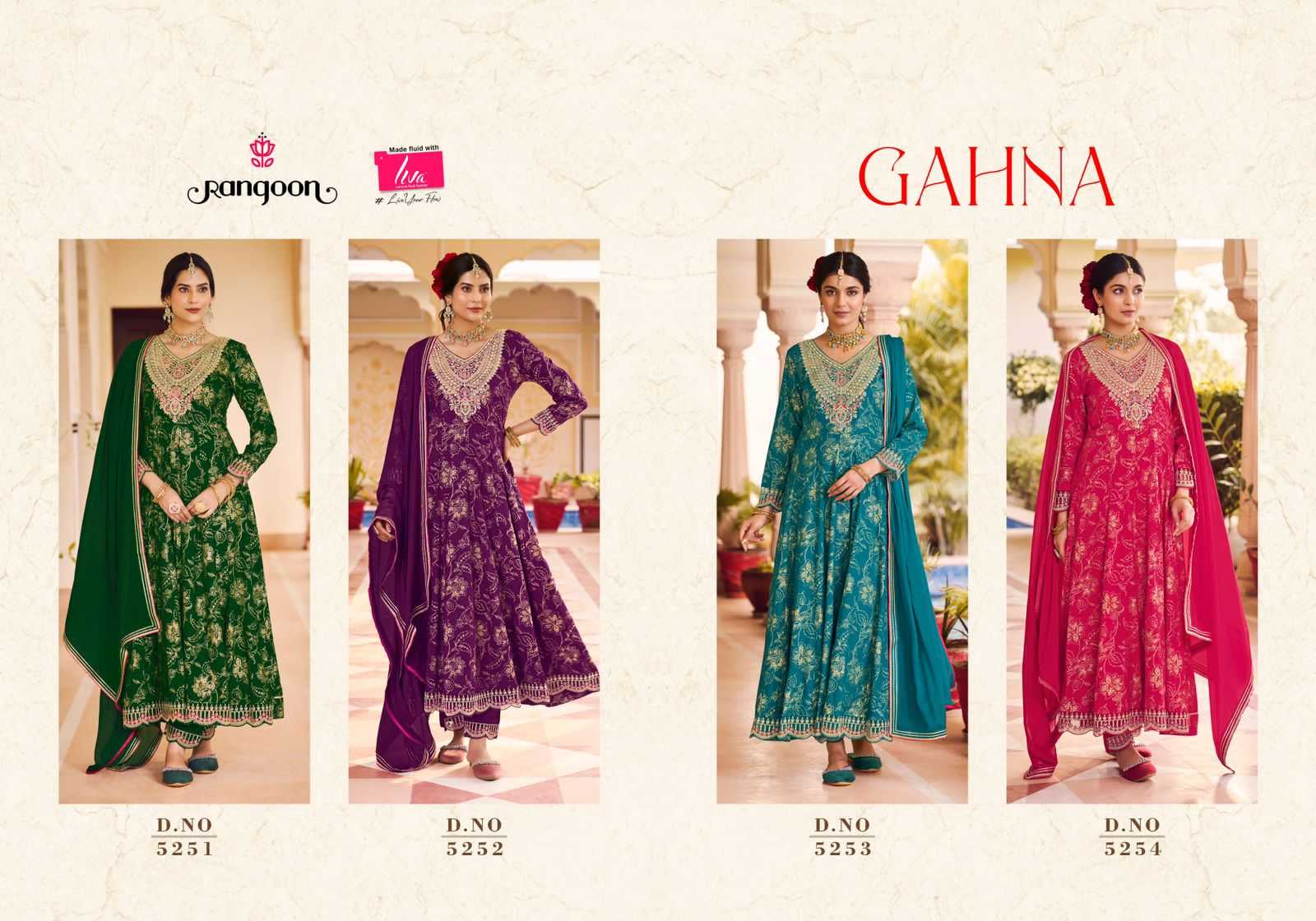 gahna by rangoon new launch hit design full stitch rayon print anarkali style big size salwar suit