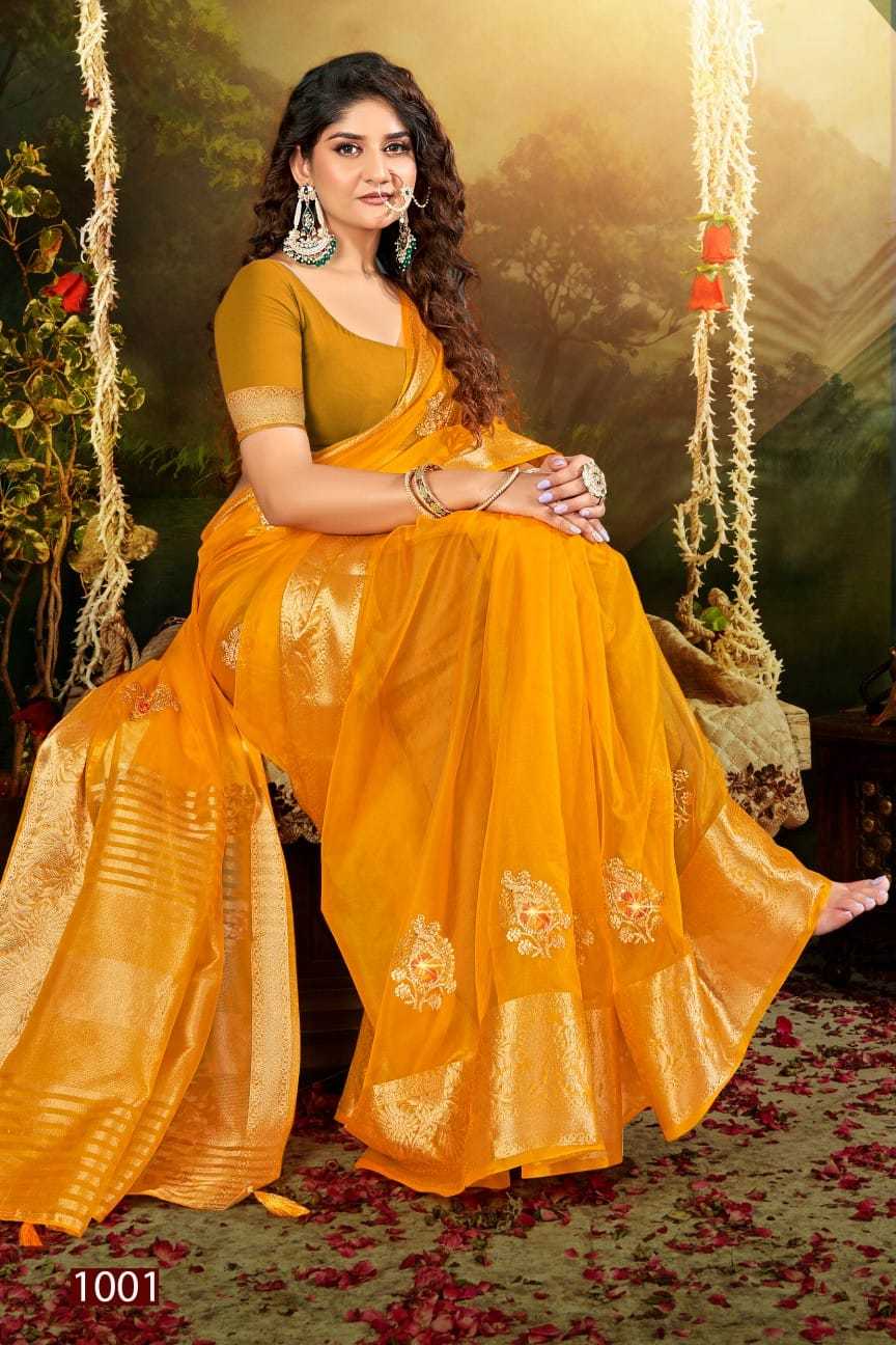 lailla vol 3 by saroj 1001-1006 series embroidery & swaorski work festive saree with blouse 