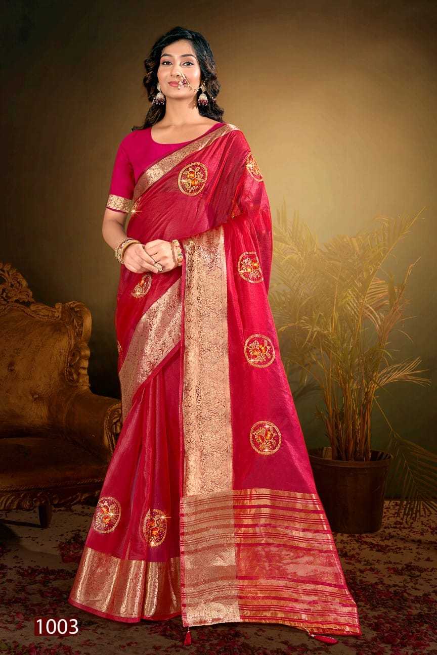 lailla vol 4 by saroj organza embroidered swaorski work hit design saree with blouse