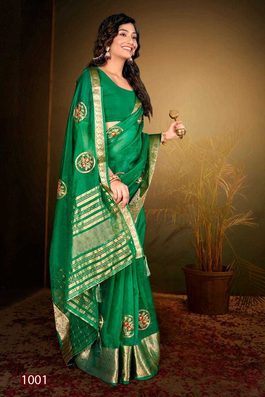 lailla vol 4 by saroj organza embroidered swaorski work hit design saree with blouse