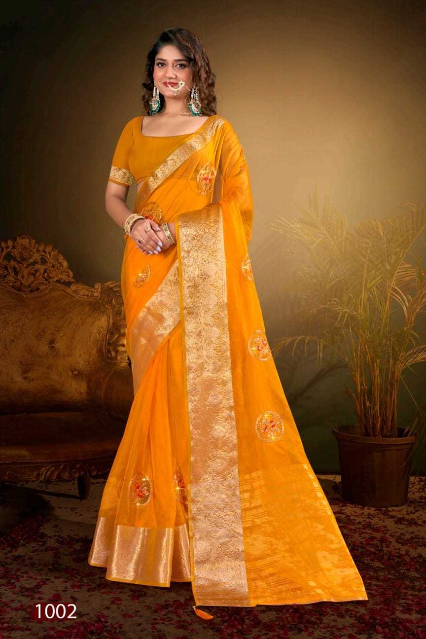 lailla vol 4 by saroj organza embroidered swaorski work hit design saree with blouse