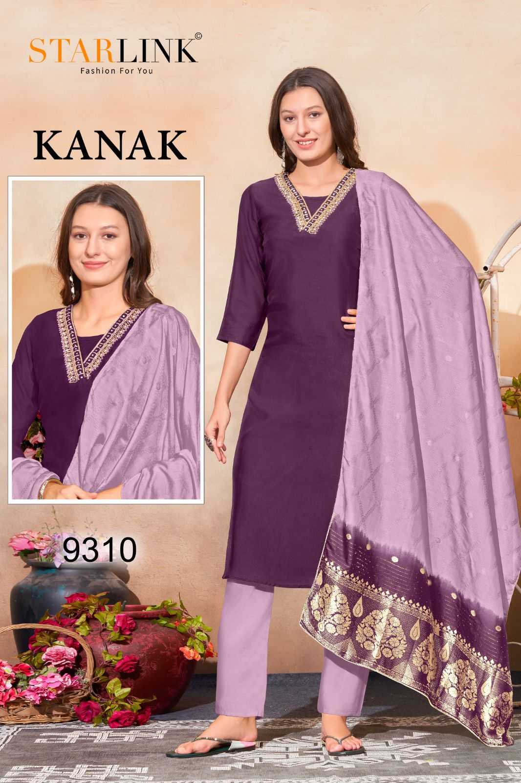 starlink kanak chanderi popular design classy look readymade big size combo set 3pcs salwar suit