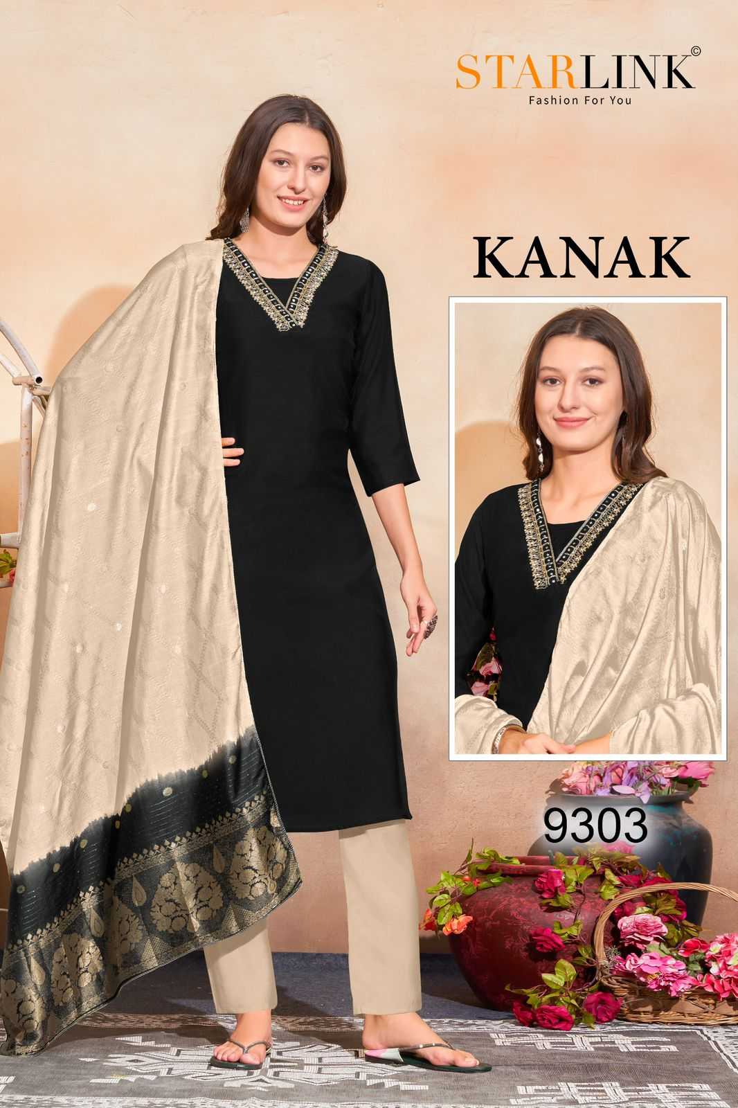 starlink kanak chanderi popular design classy look readymade big size combo set 3pcs salwar suit