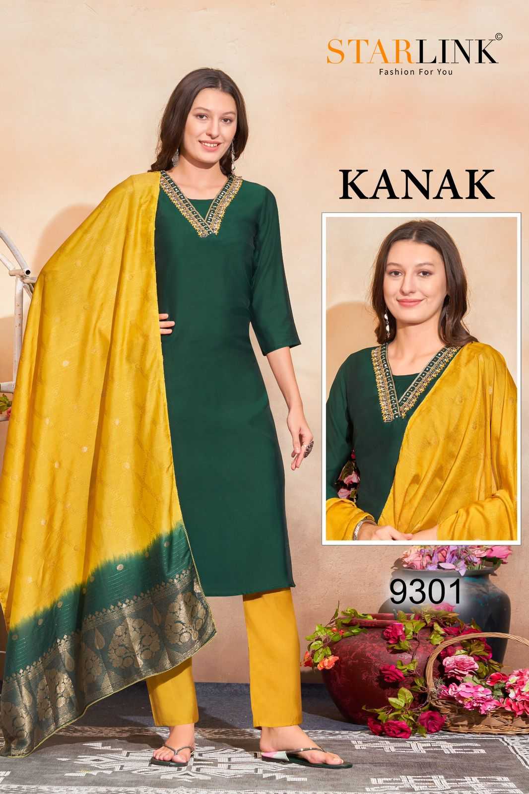 starlink kanak chanderi popular design classy look readymade big size combo set 3pcs salwar suit
