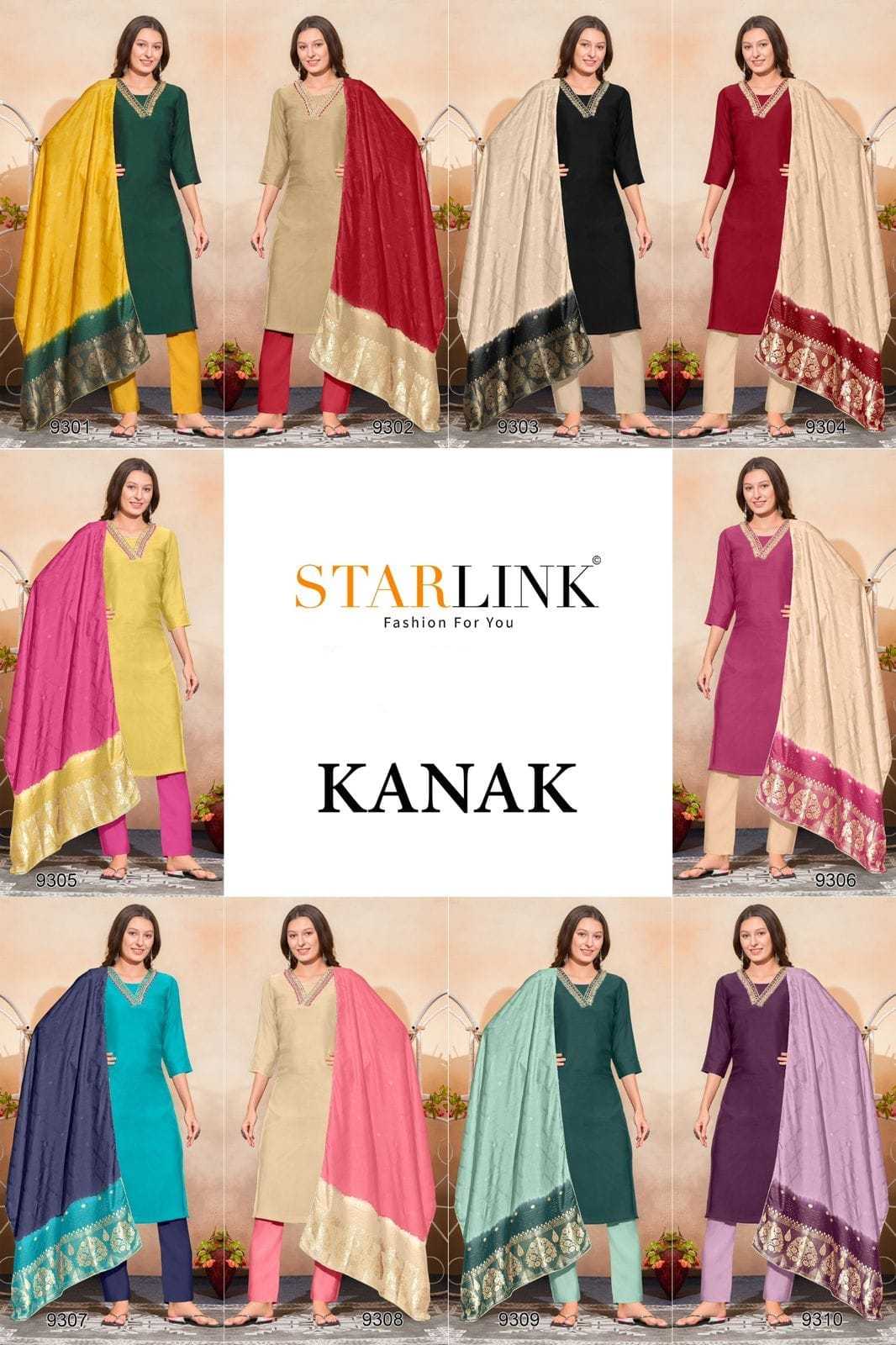 starlink kanak chanderi popular design classy look readymade big size combo set 3pcs salwar suit