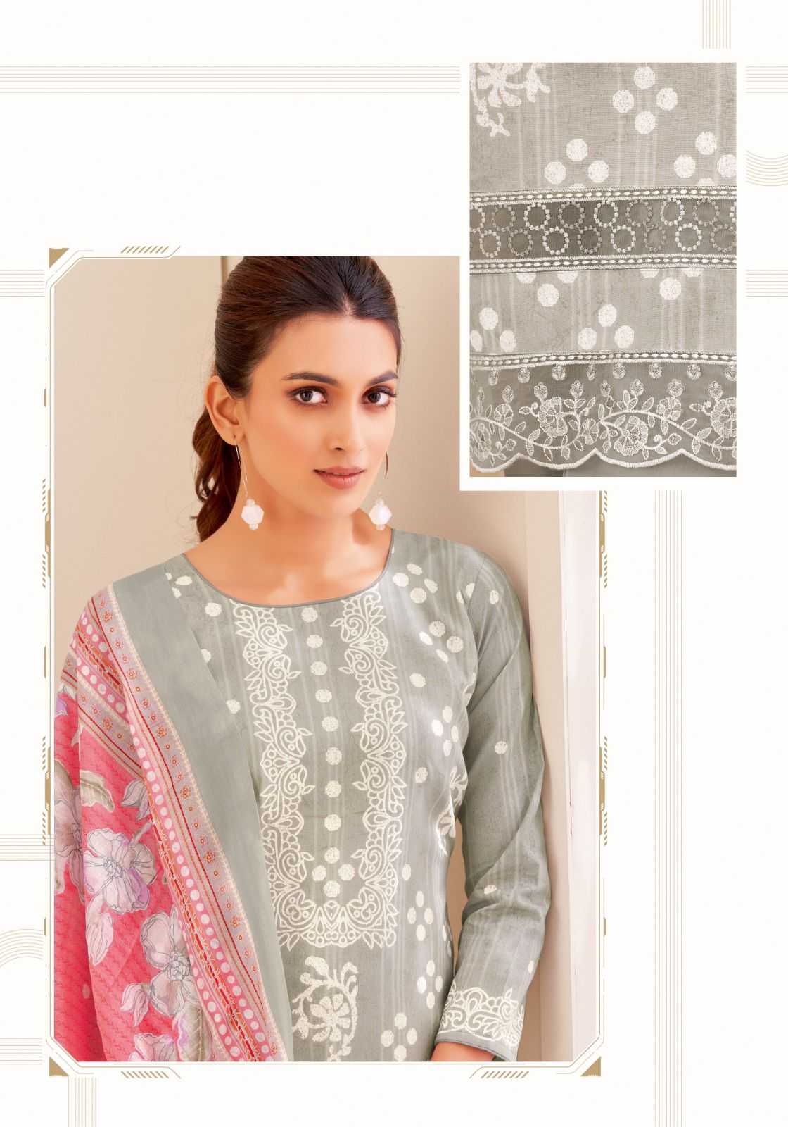 premila vol 1 by suryajyoti latest design cotton print embroidery border 3pcs dress