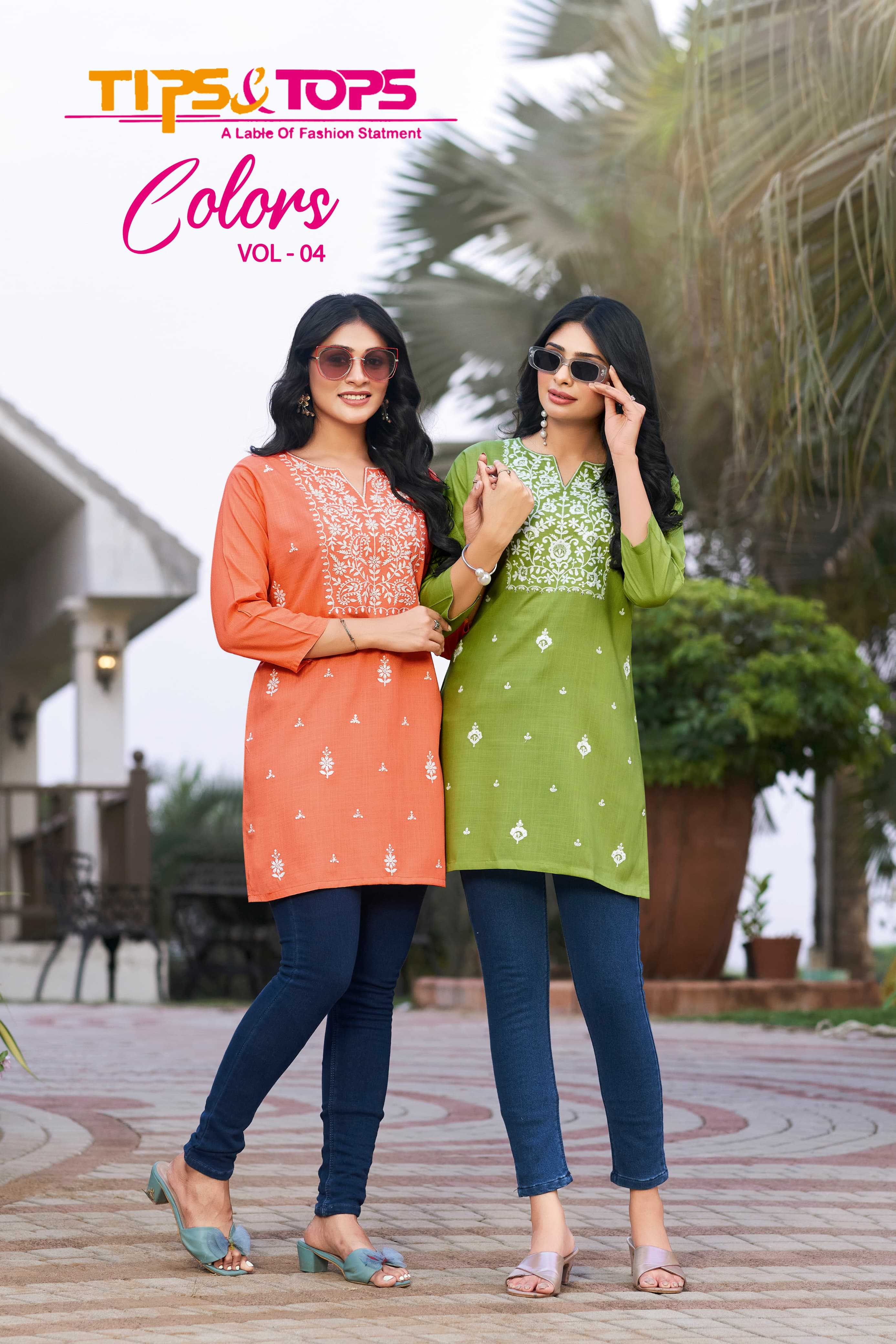 colors vol 4 by tips & tops launch readymade rayon embroidery work western tops exports 