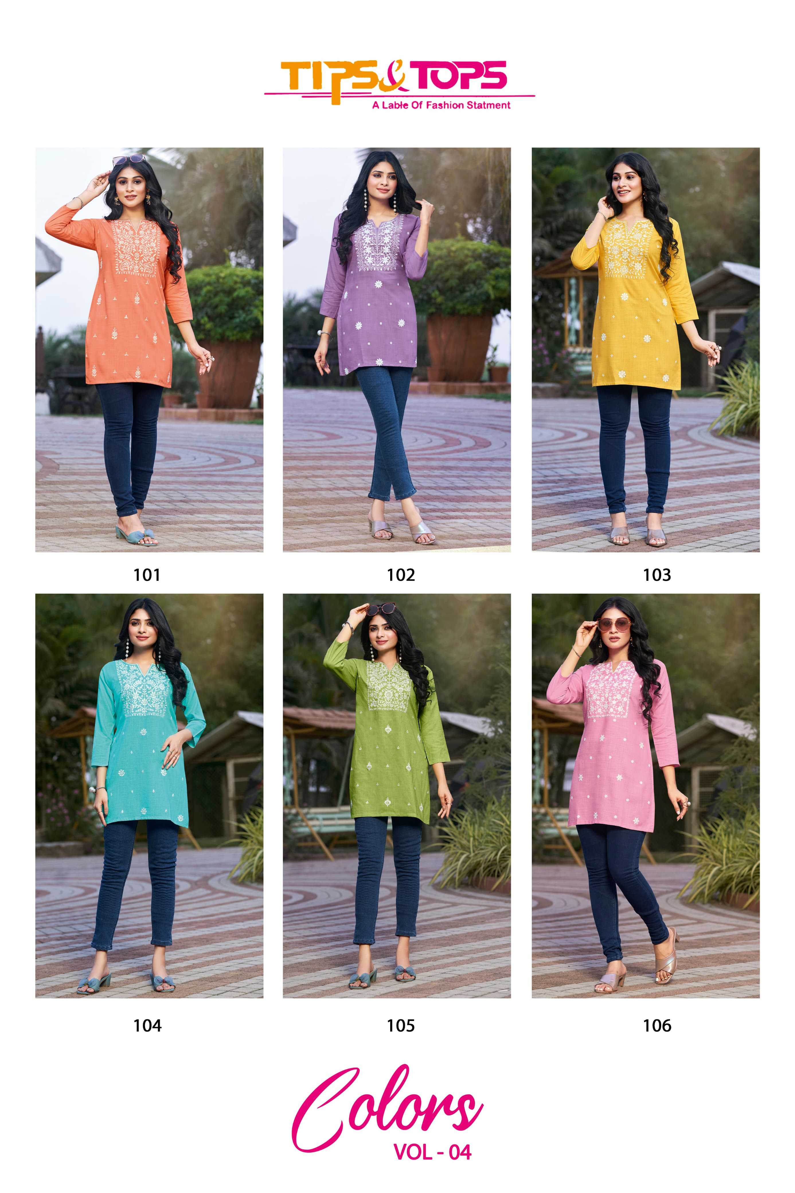 colors vol 4 by tips & tops launch readymade rayon embroidery work western tops exports 