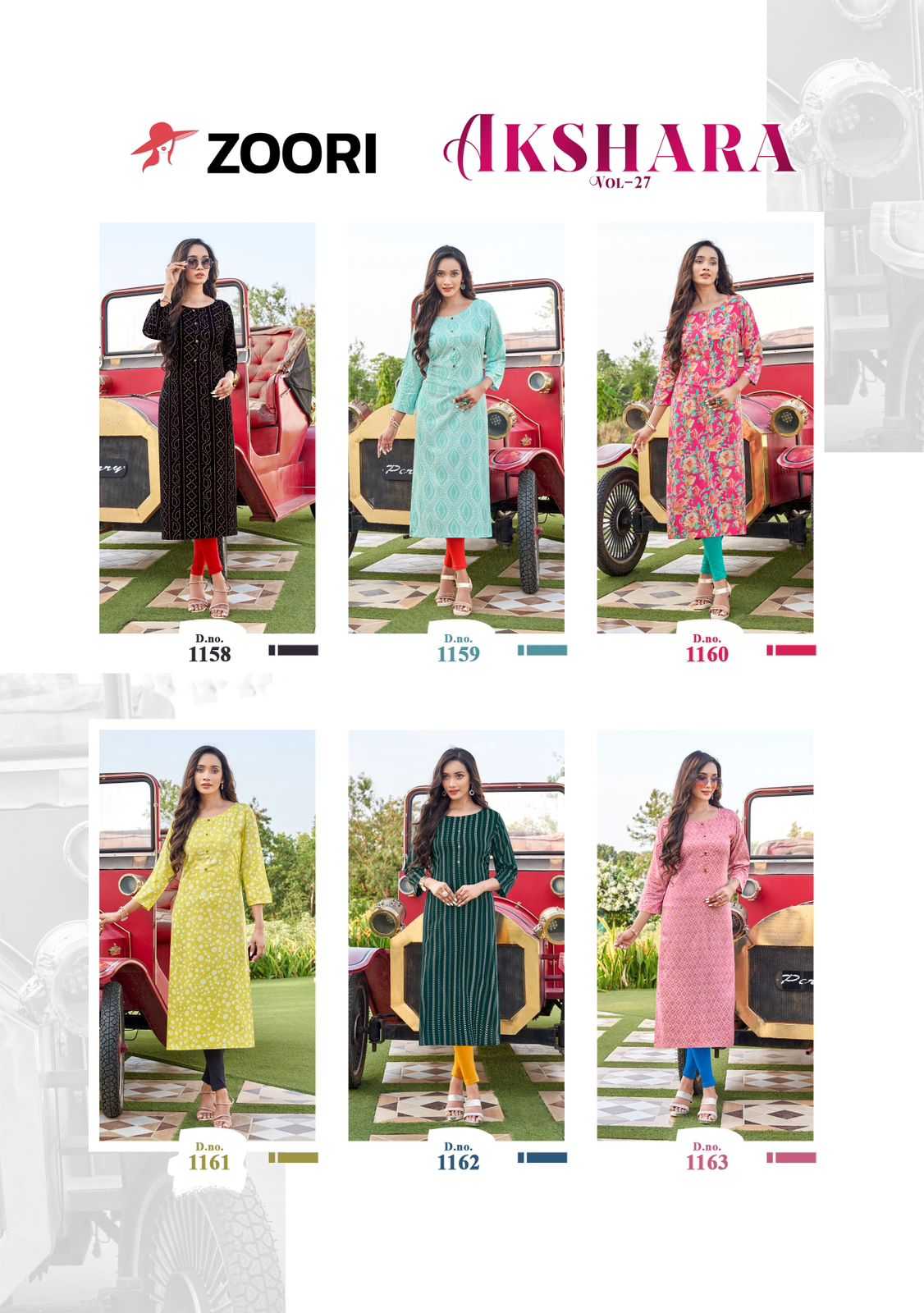 akshara vol 27 by zoori 1158-1163 series amazing design big size long kurti exports