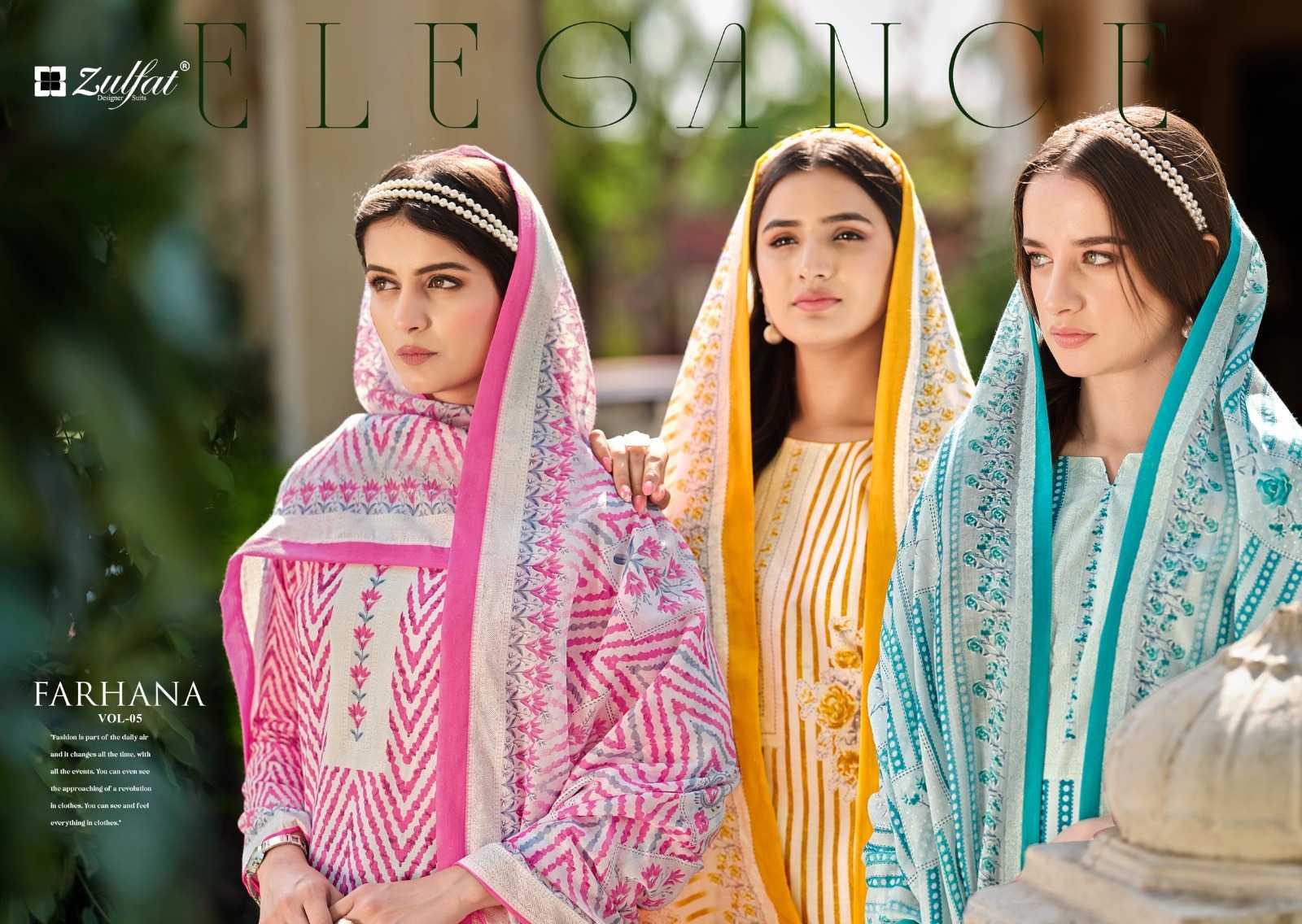 farhana vol 5 by zulfat cotton readymade big size ethnic style pakistani kurti pant dupatta 