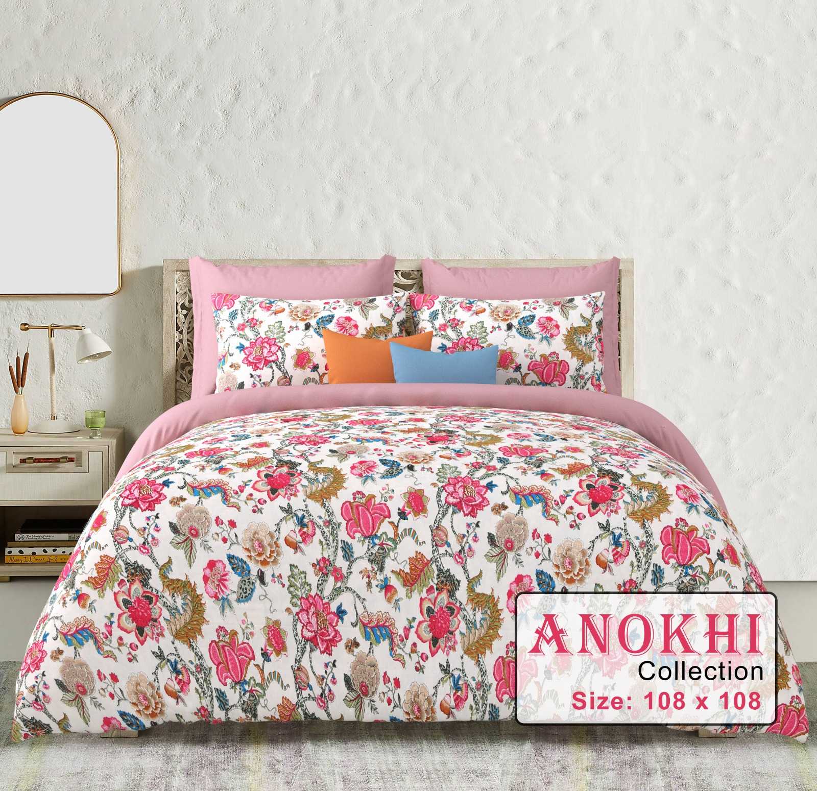 anokhi king size cotton beautiful colours bedsheets with pillow cover