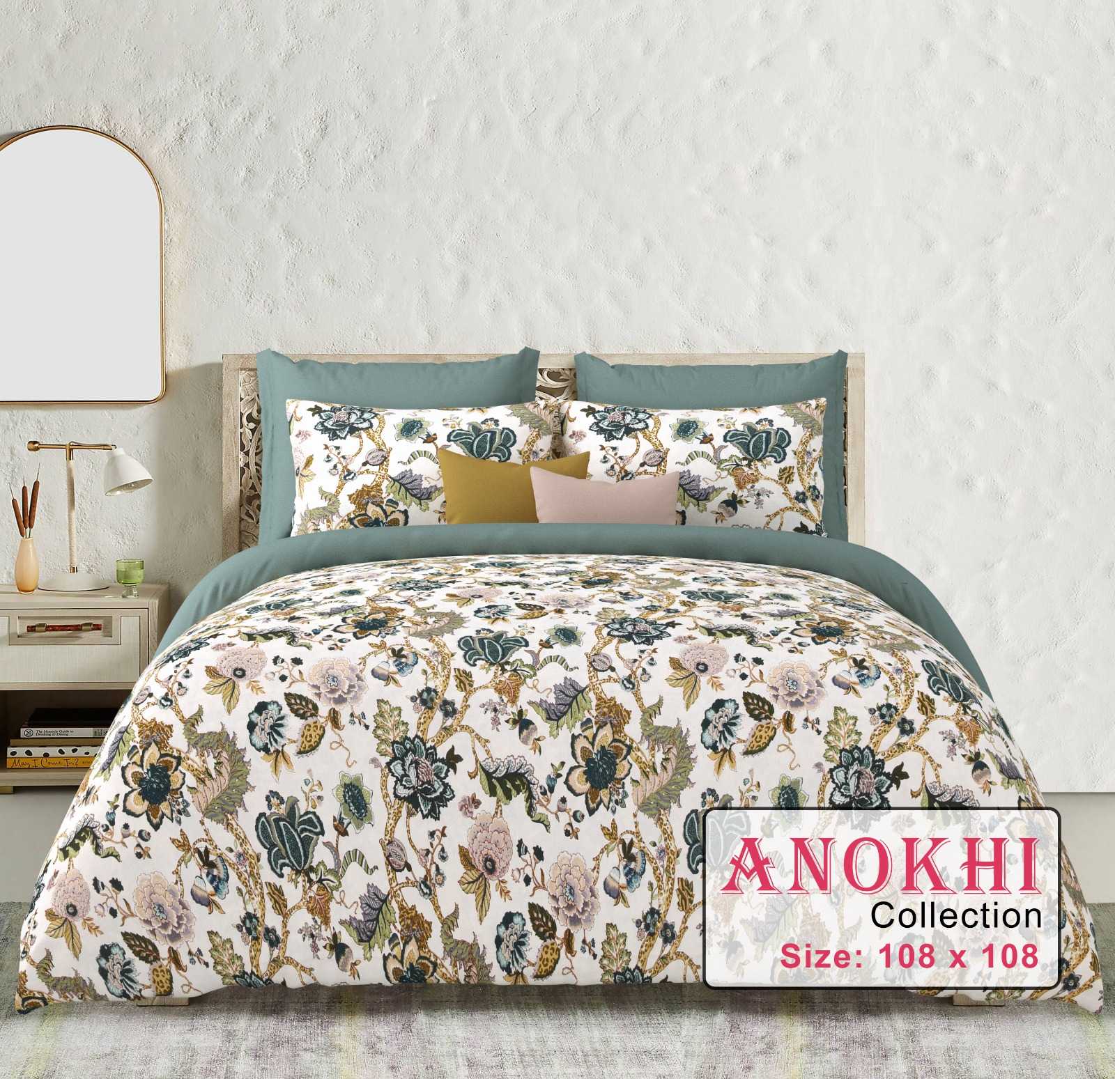 anokhi king size cotton beautiful colours bedsheets with pillow cover