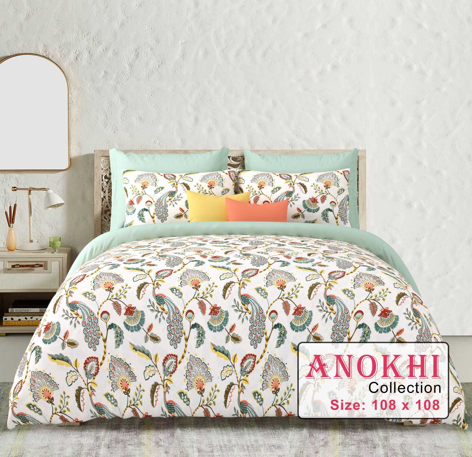 anokhi king size cotton beautiful colours bedsheets with pillow cover