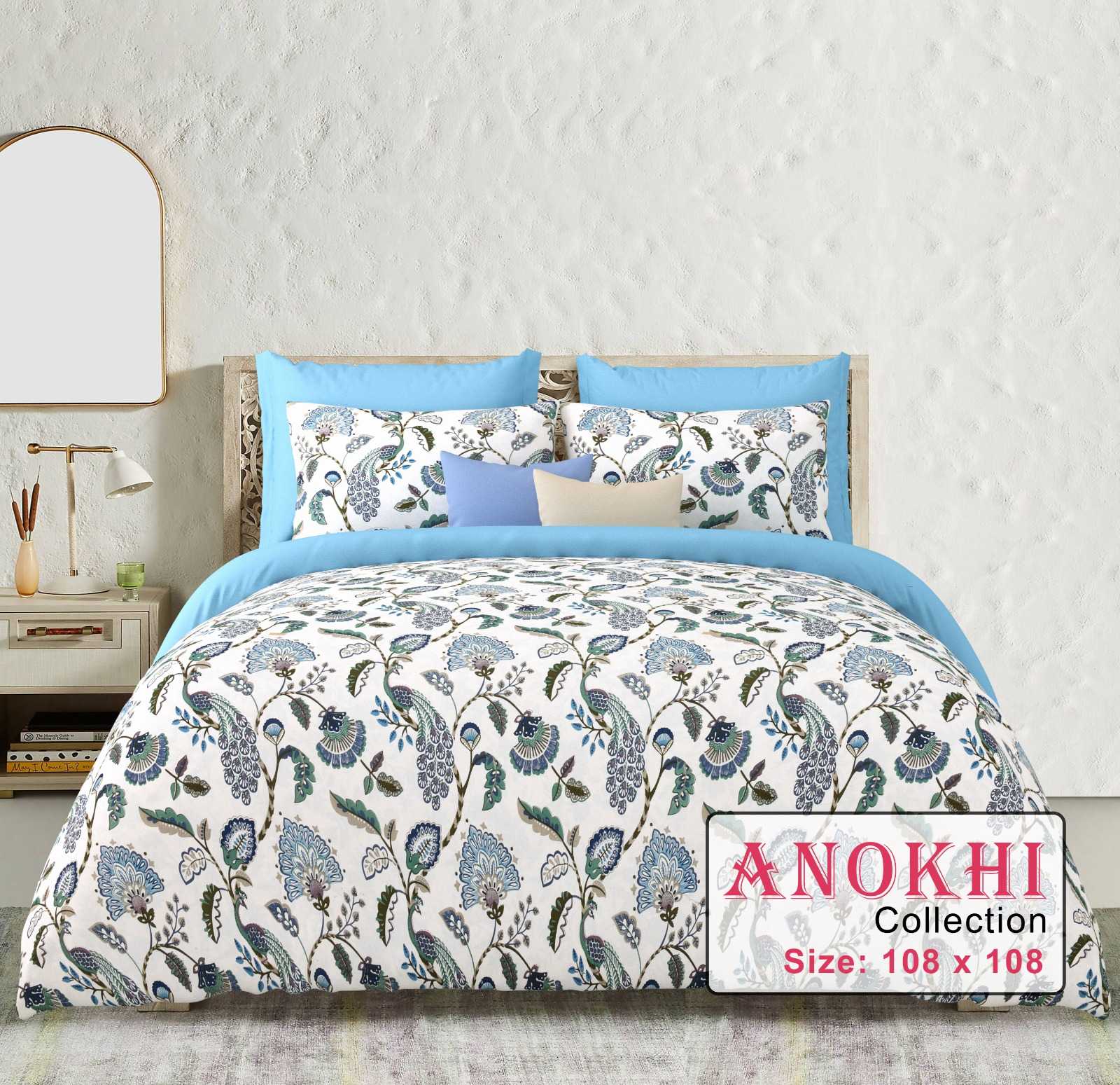 anokhi king size cotton beautiful colours bedsheets with pillow cover