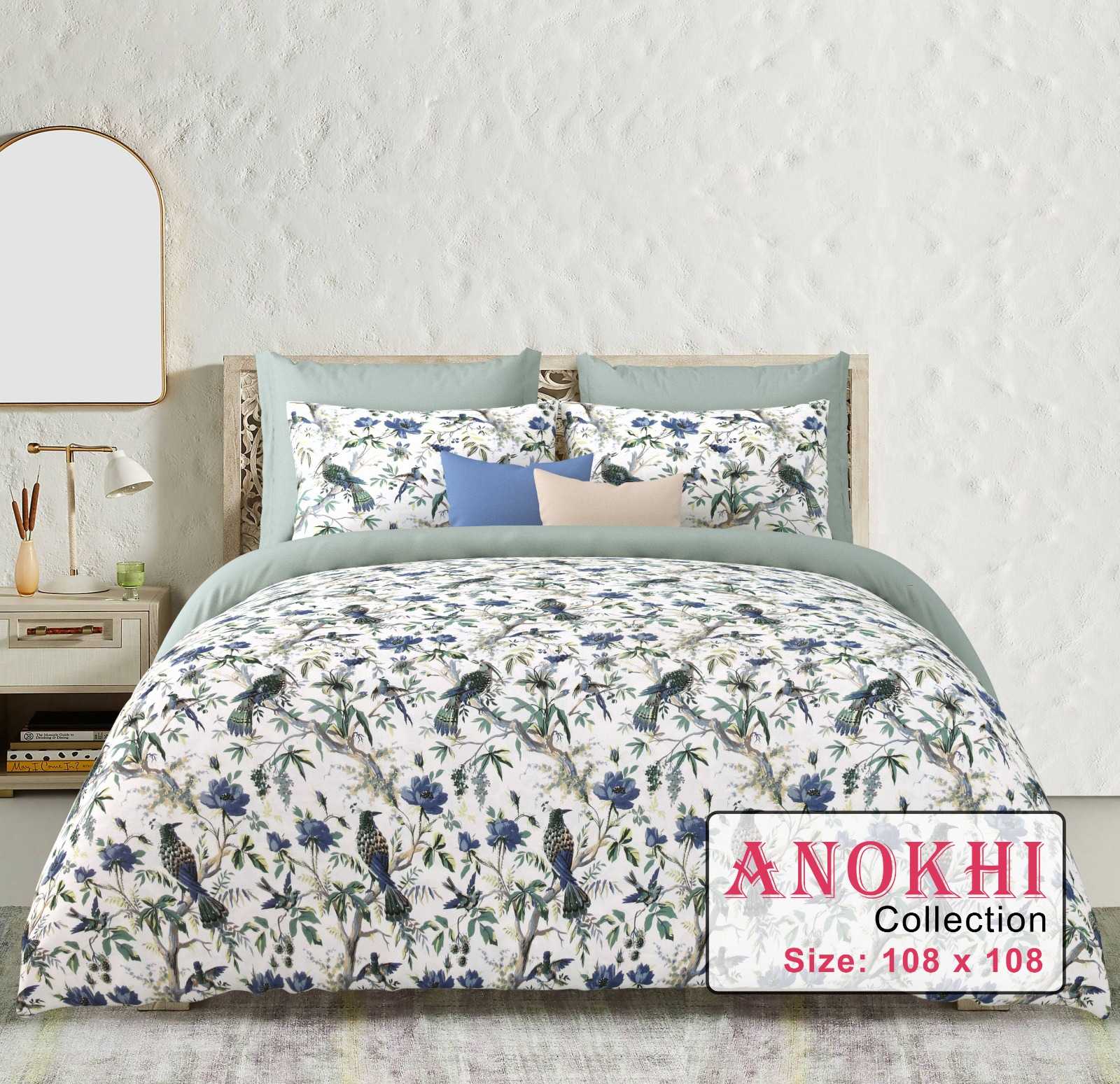 anokhi king size cotton beautiful colours bedsheets with pillow cover