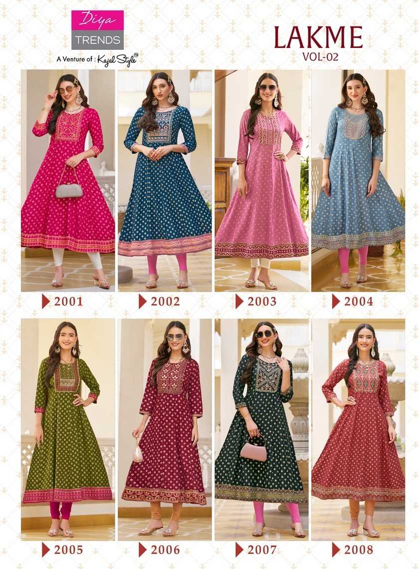 lakme vol 2 by diya trends embroidery work readymade flair big size gown 
