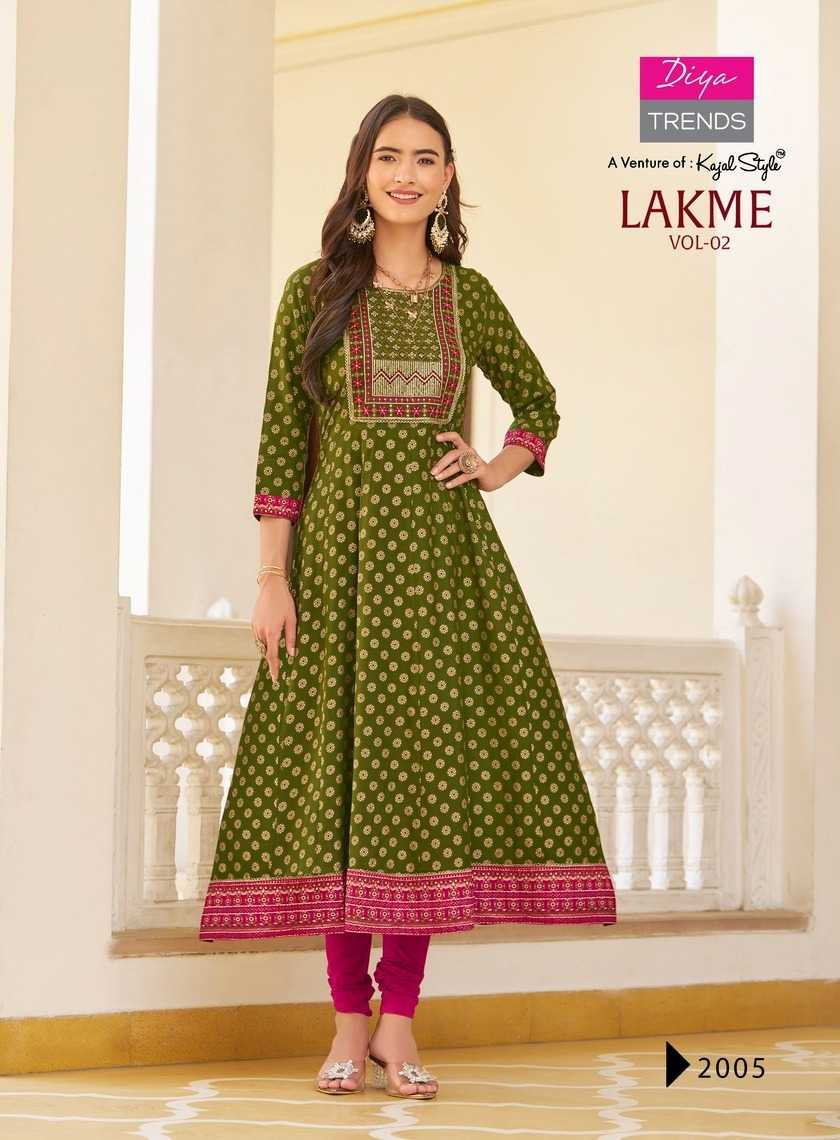 lakme vol 2 by diya trends embroidery work readymade flair big size gown 