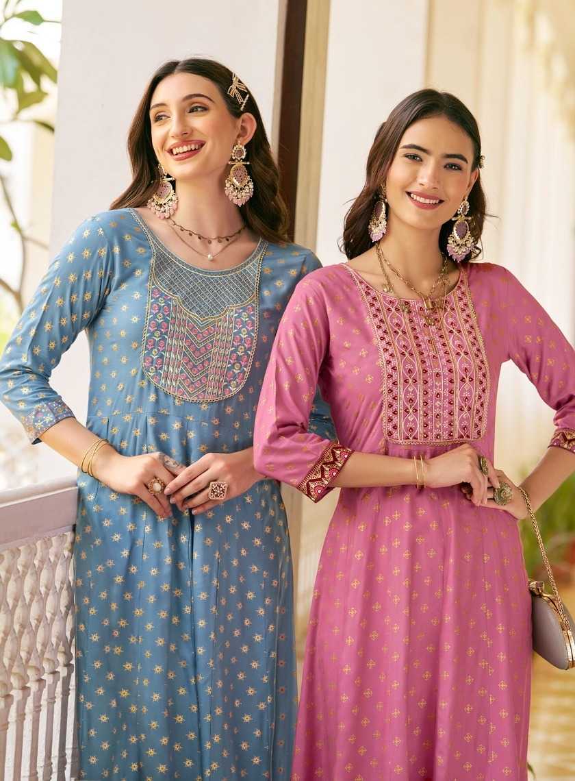 lakme vol 2 by diya trends embroidery work readymade flair big size gown 