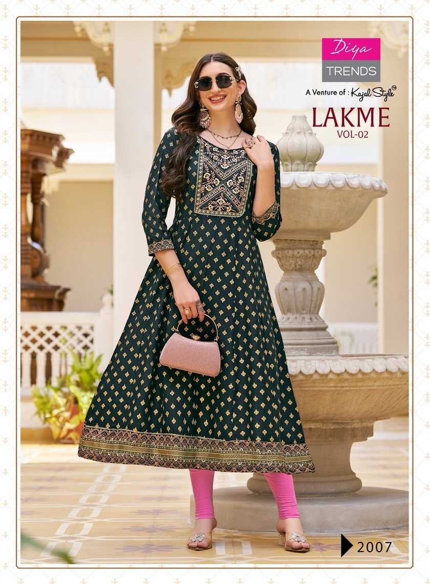 lakme vol 2 by diya trends embroidery work readymade flair big size gown 