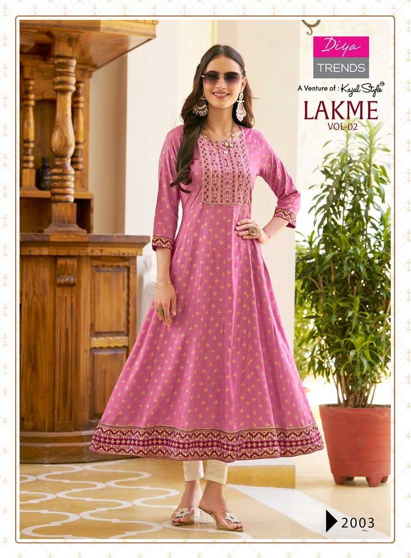 lakme vol 2 by diya trends embroidery work readymade flair big size gown 