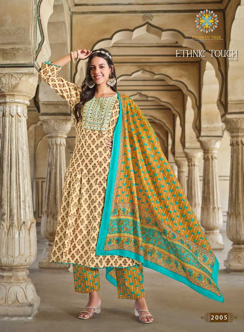passion tree ethnic touch vol 2 anarkali stylish look cotton readymade big size salwar suit