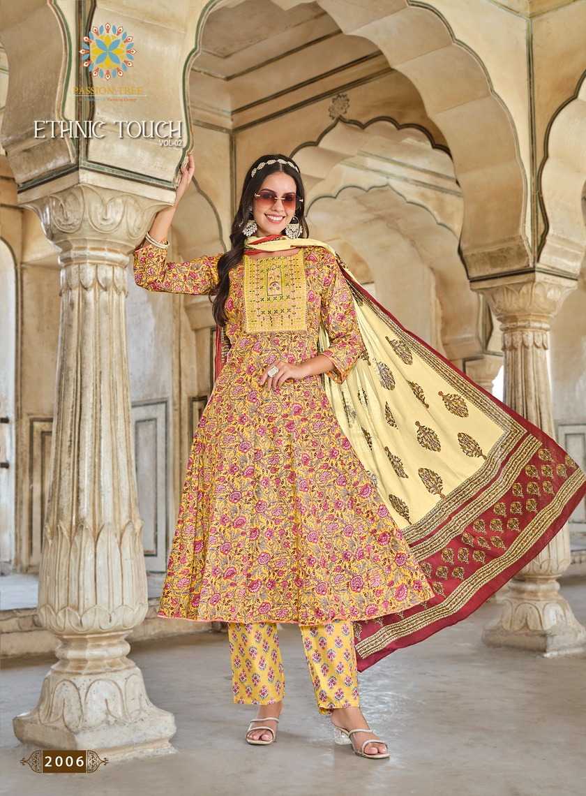 passion tree ethnic touch vol 2 anarkali stylish look cotton readymade big size salwar suit