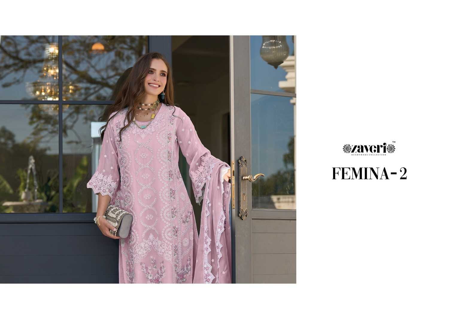 zaveri femina vol 2 color edition 2 organza moti work modern pakistani readymade salwar suit