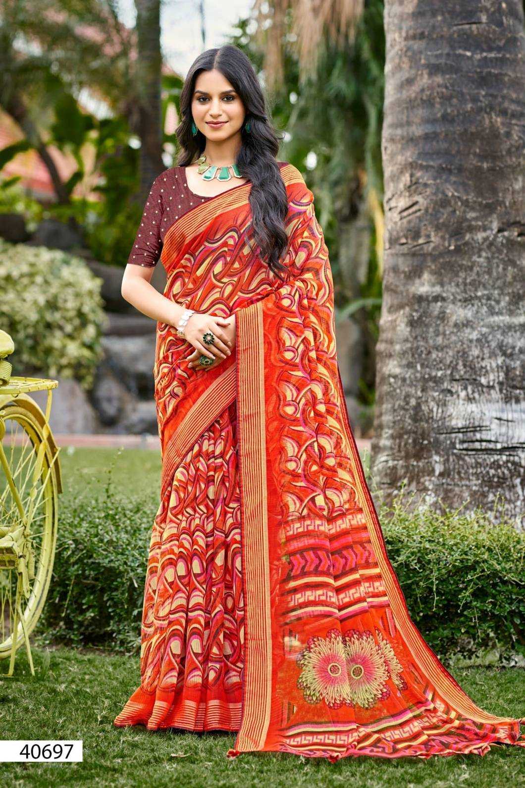 5d designer ganga vol 2 by fancy chiffon weaving saree with blouse