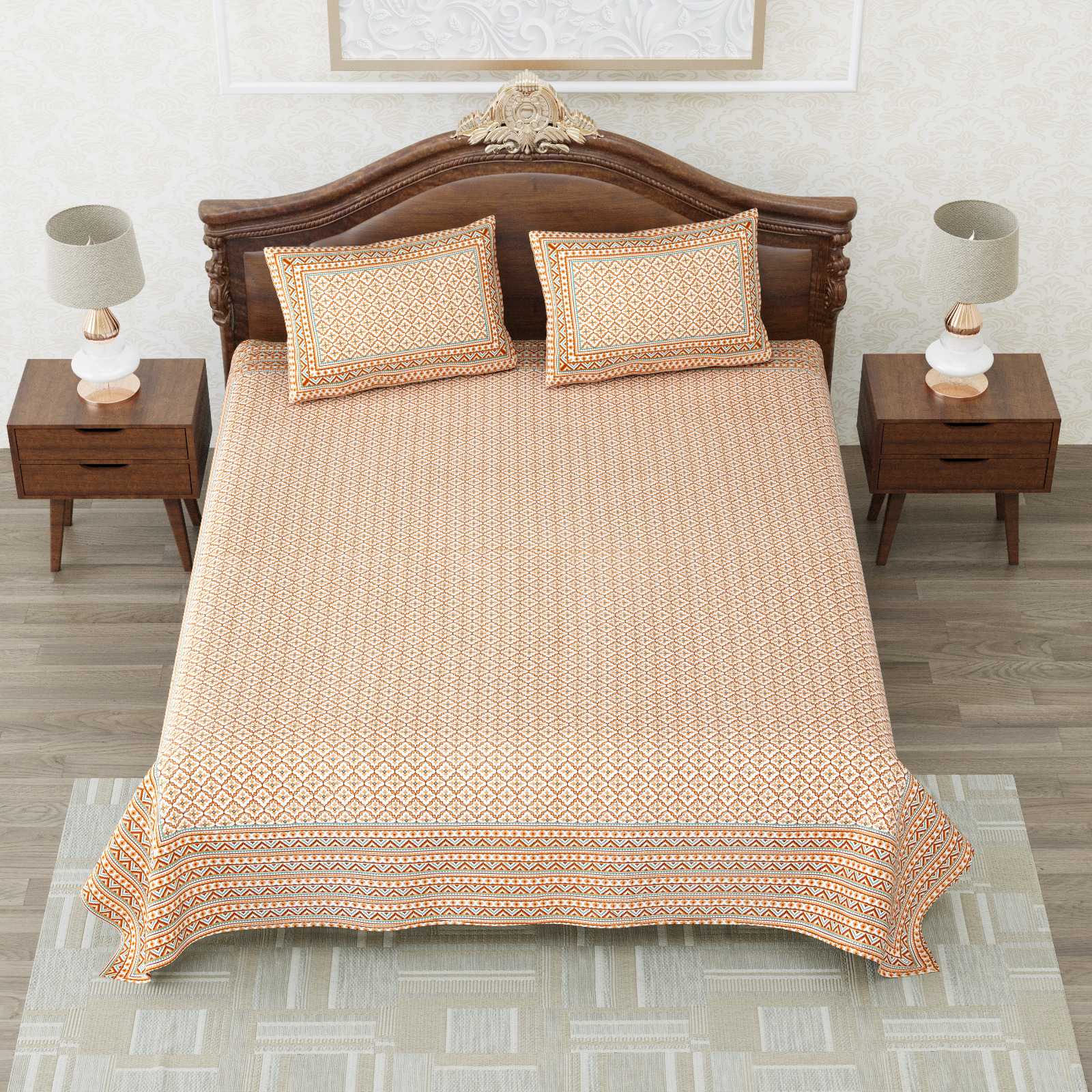heritage king size cotton nwe trendy colours bedsheet with matching pillow cover