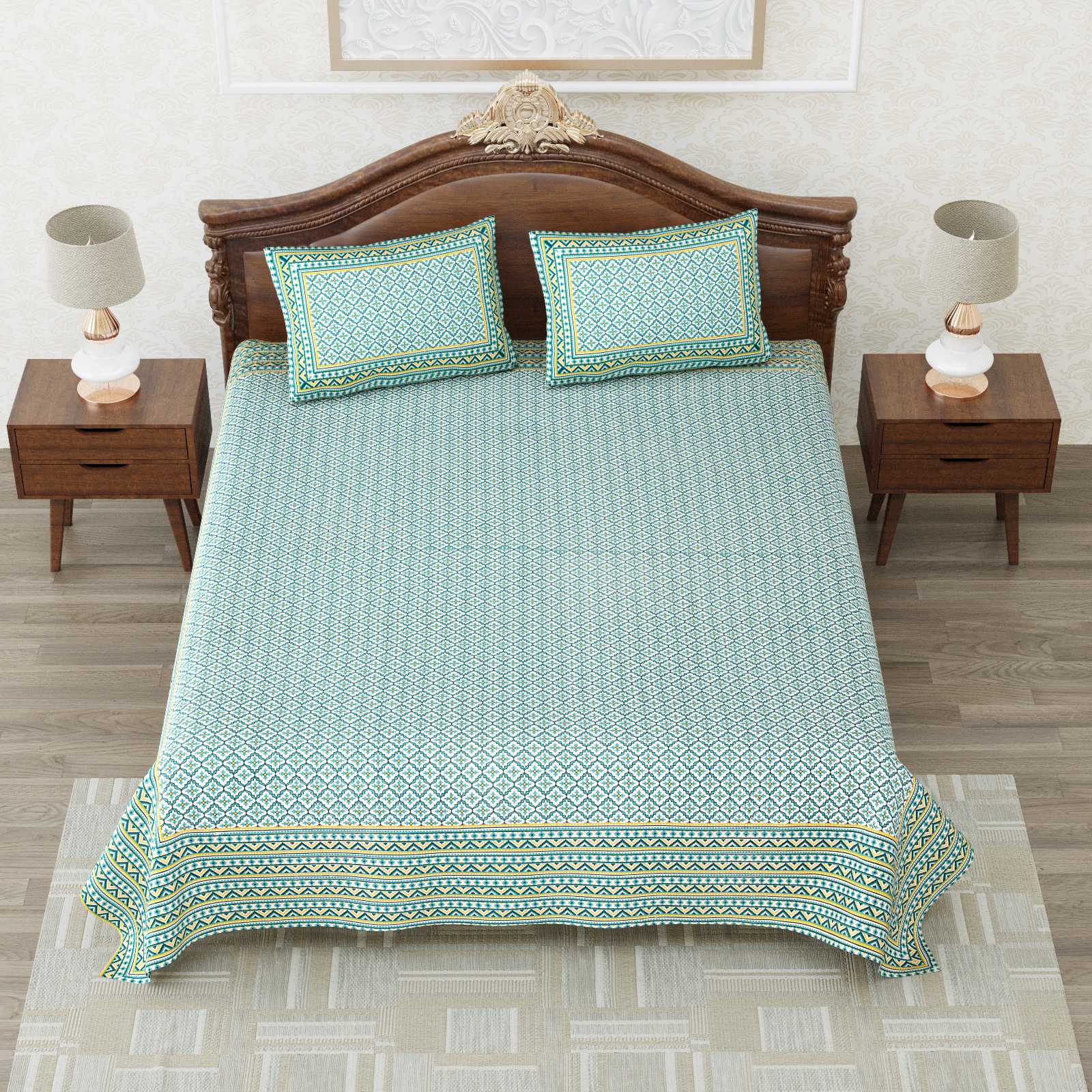 heritage king size cotton nwe trendy colours bedsheet with matching pillow cover