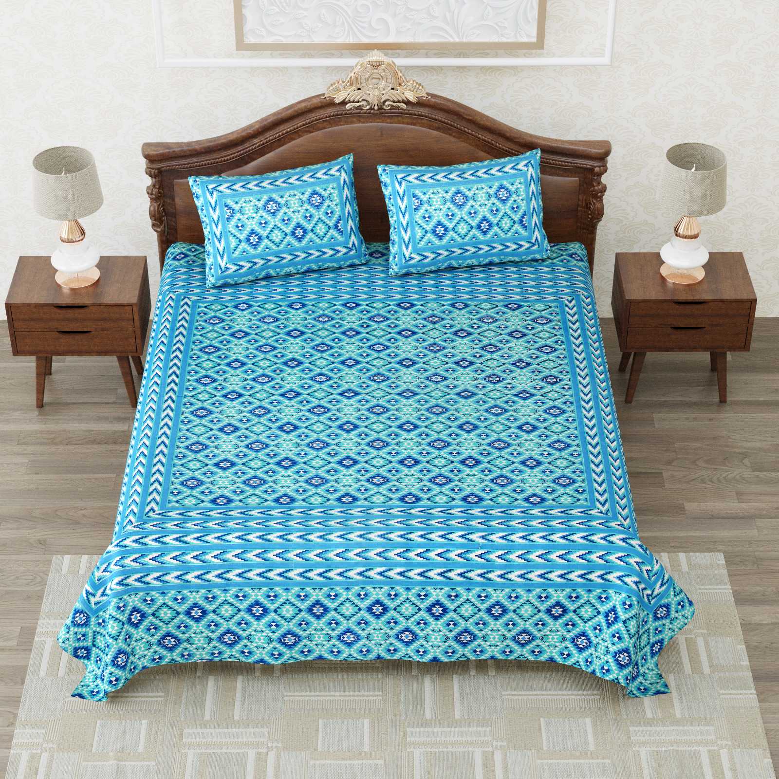 heritage king size cotton nwe trendy colours bedsheet with matching pillow cover