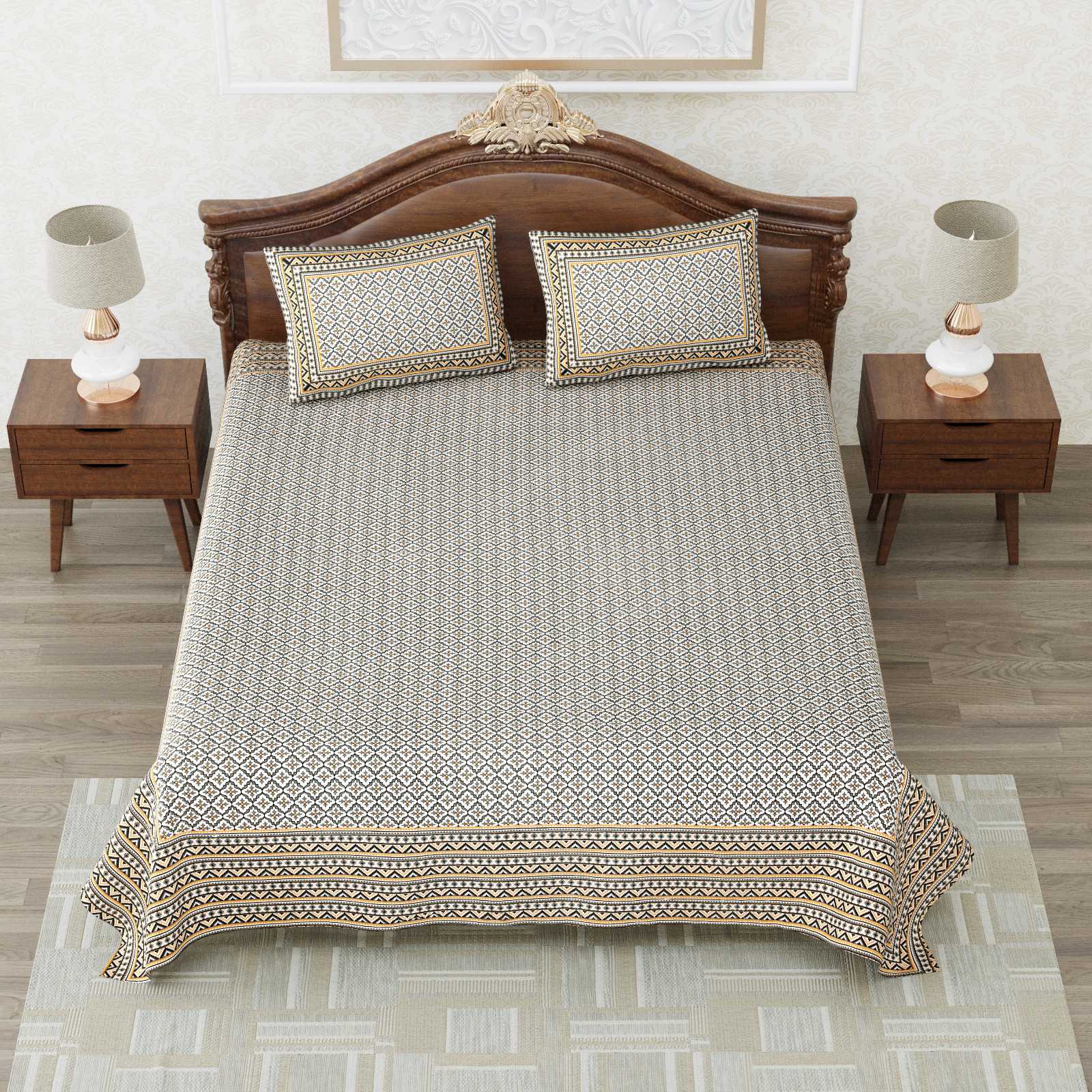 heritage king size cotton nwe trendy colours bedsheet with matching pillow cover