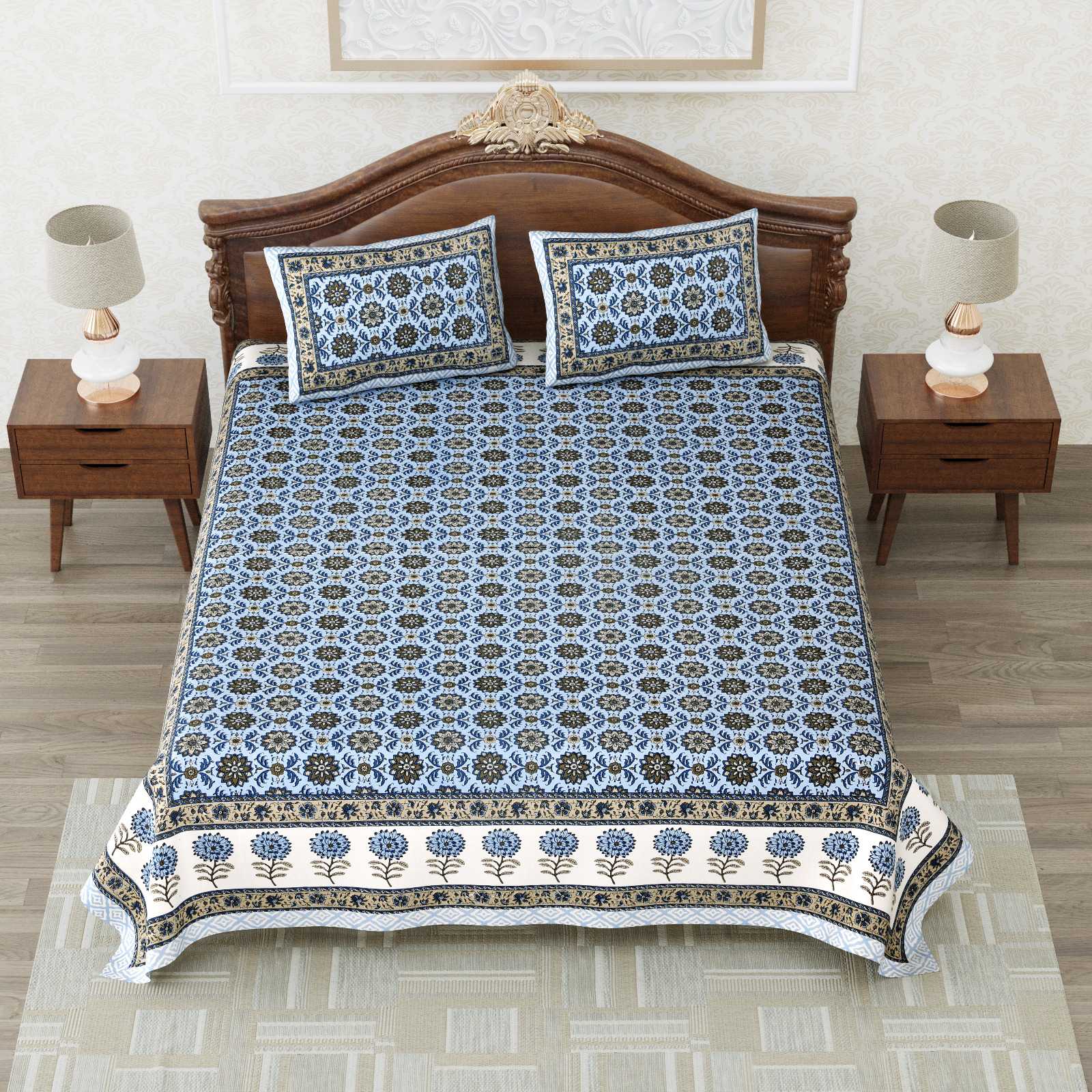 heritage king size cotton nwe trendy colours bedsheet with matching pillow cover