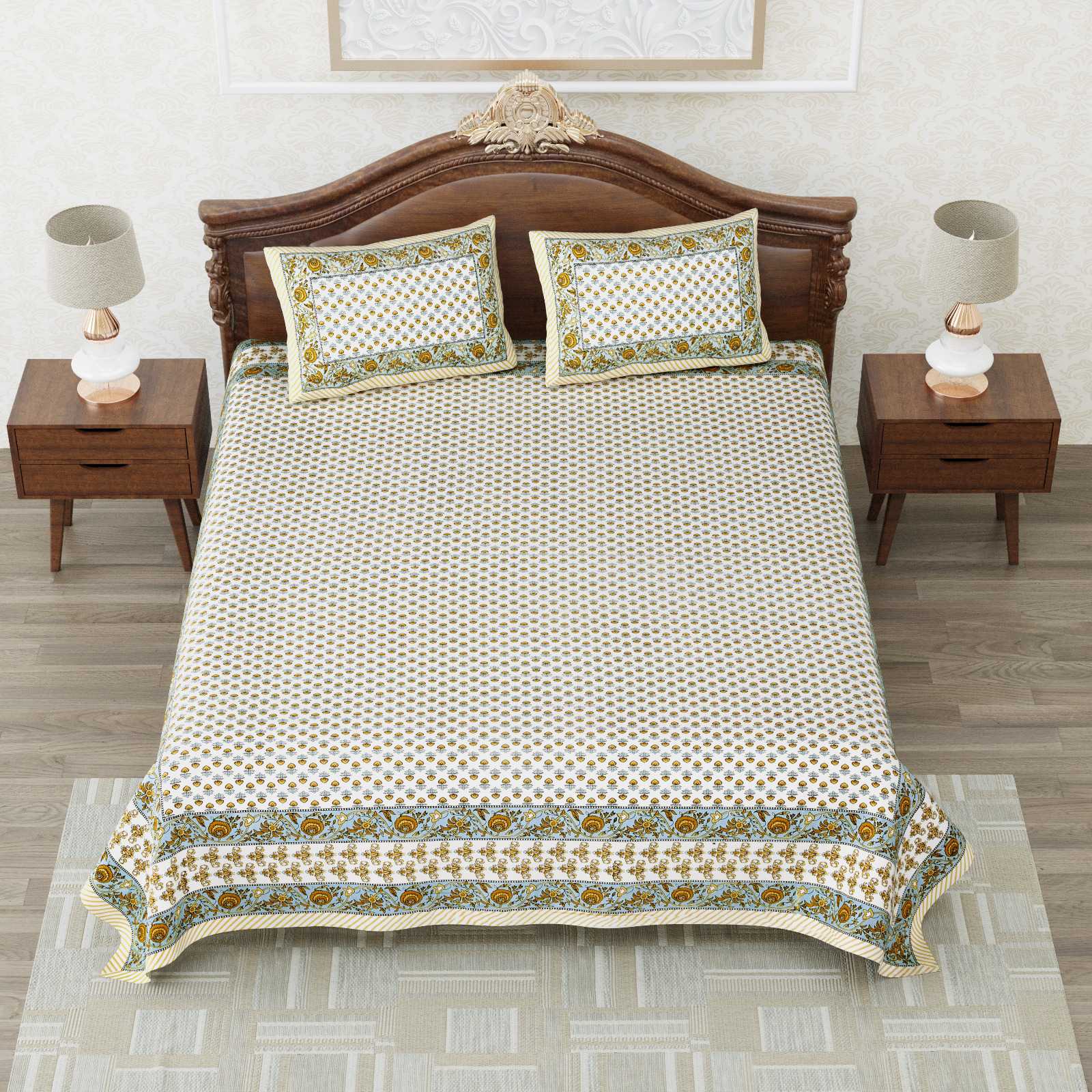 heritage king size cotton nwe trendy colours bedsheet with matching pillow cover