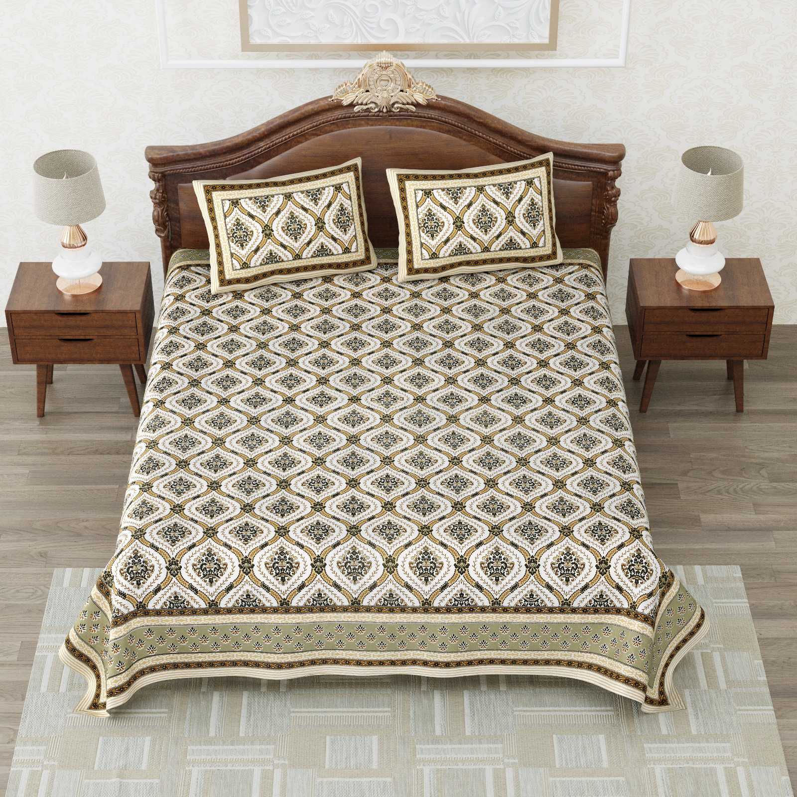 heritage king size cotton nwe trendy colours bedsheet with matching pillow cover