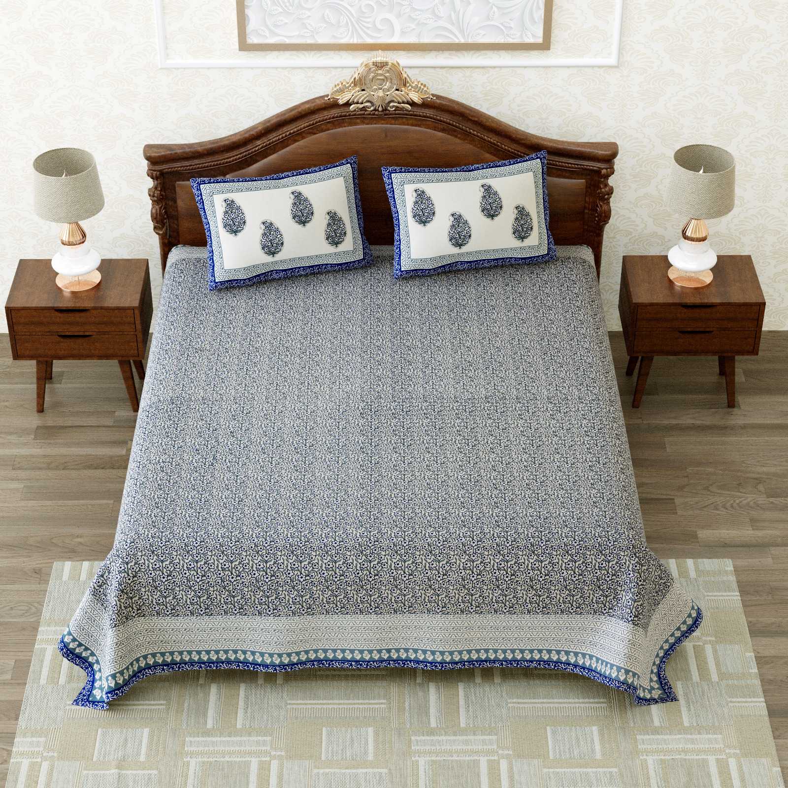heritage king size cotton nwe trendy colours bedsheet with matching pillow cover