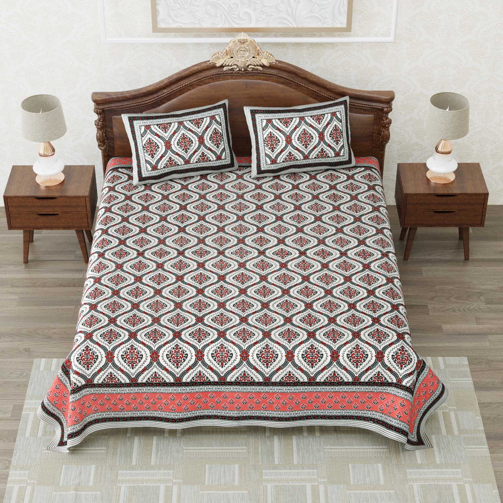 heritage king size cotton nwe trendy colours bedsheet with matching pillow cover
