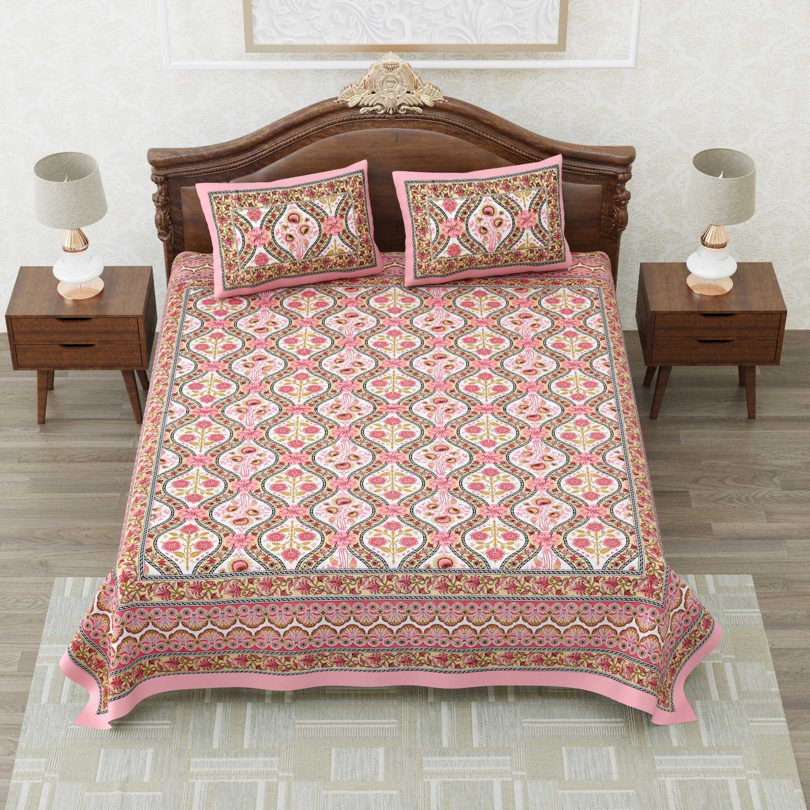 heritage king size cotton nwe trendy colours bedsheet with matching pillow cover