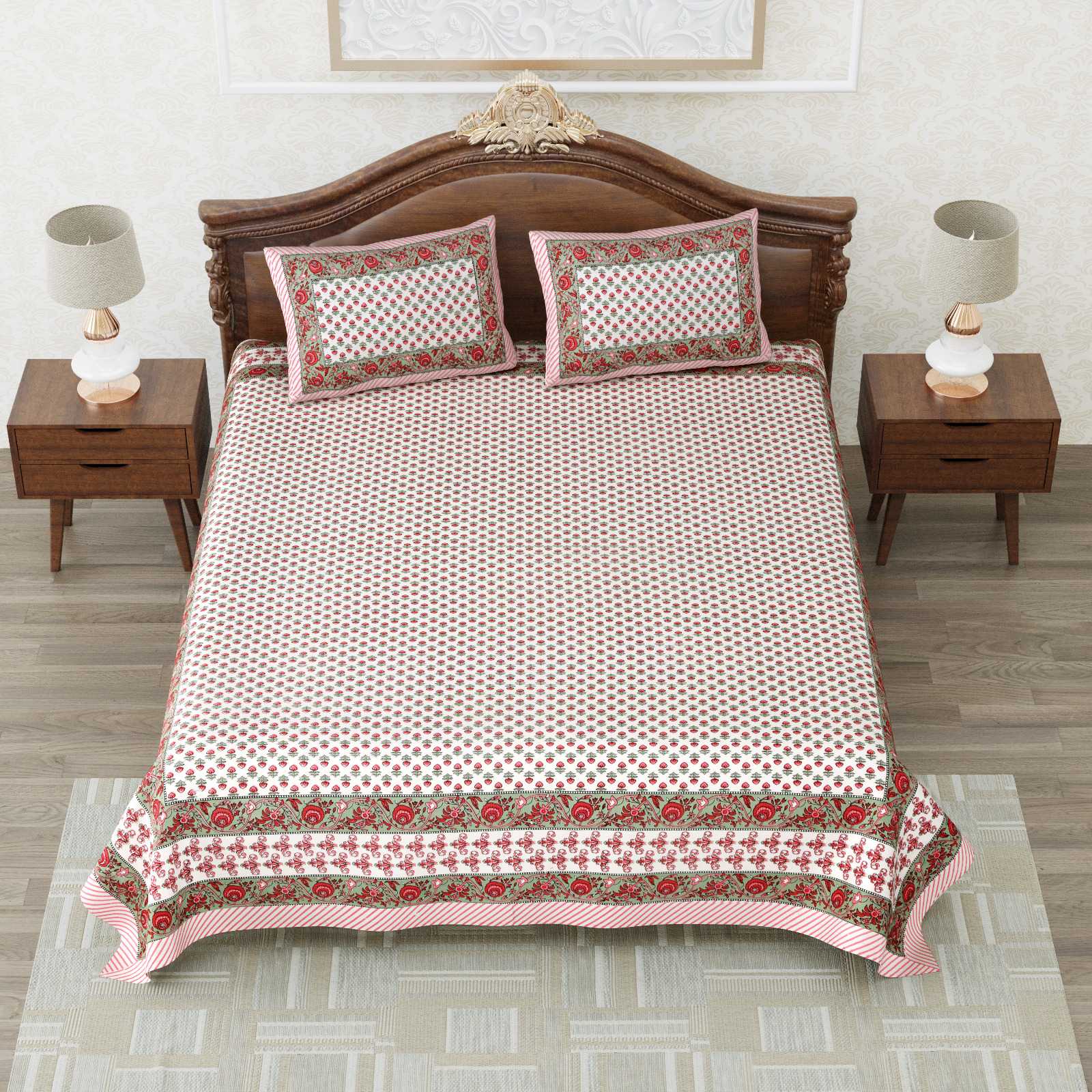 heritage king size cotton nwe trendy colours bedsheet with matching pillow cover