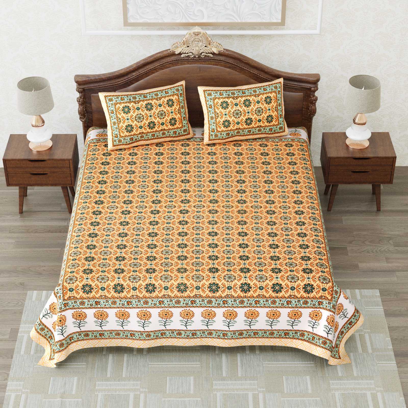 heritage king size cotton nwe trendy colours bedsheet with matching pillow cover