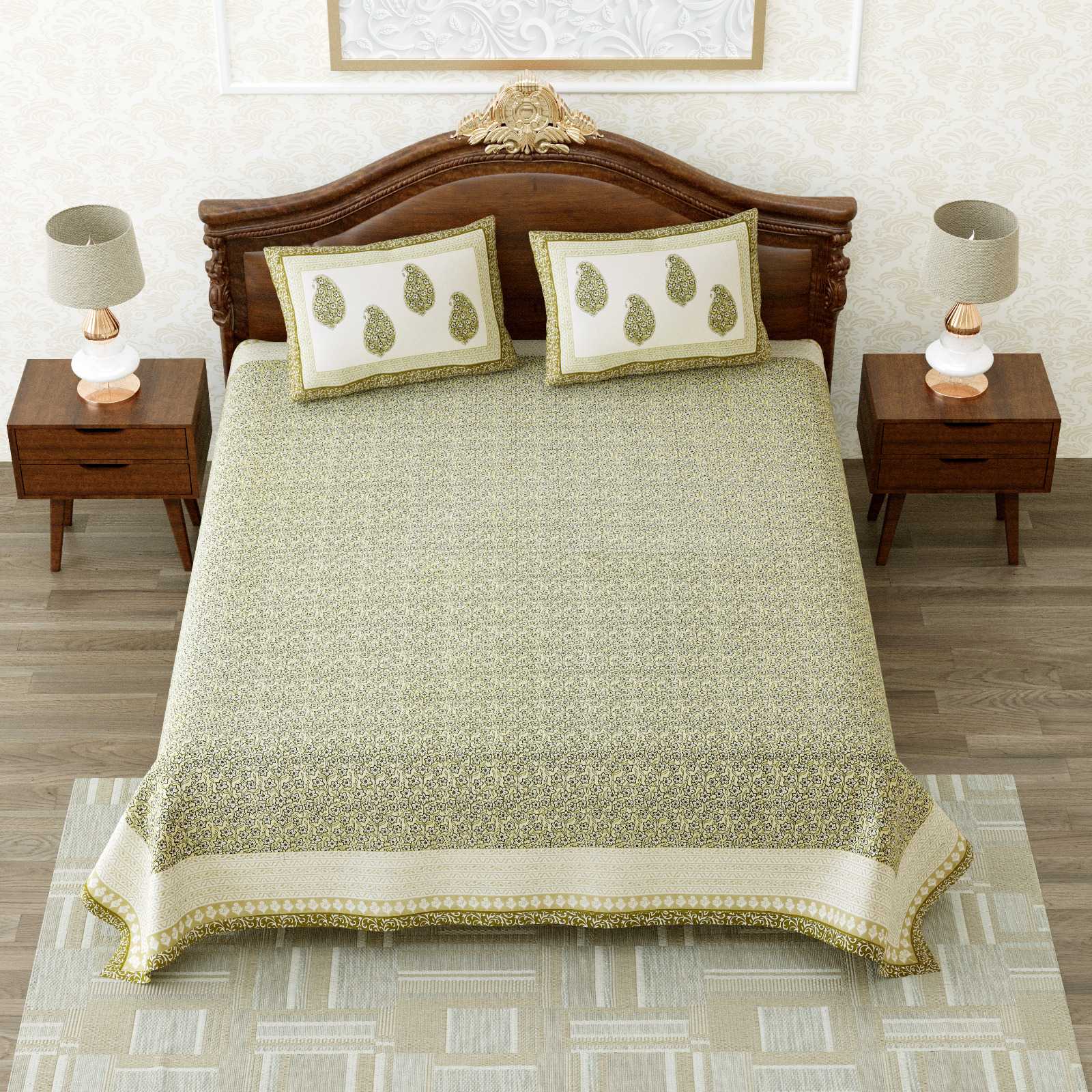 heritage king size cotton nwe trendy colours bedsheet with matching pillow cover