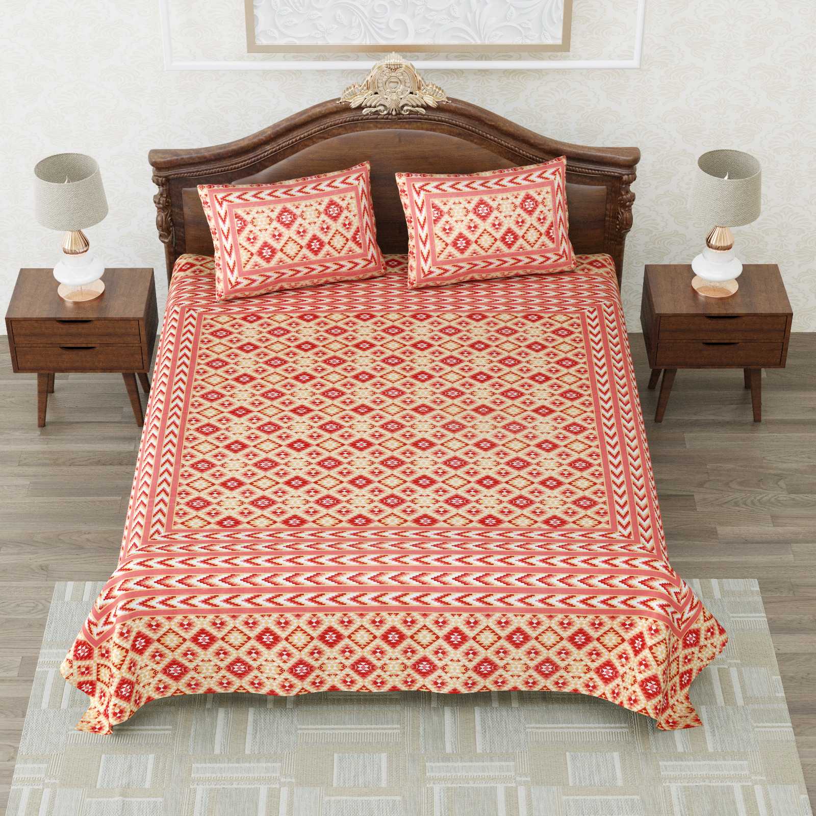 heritage king size cotton nwe trendy colours bedsheet with matching pillow cover