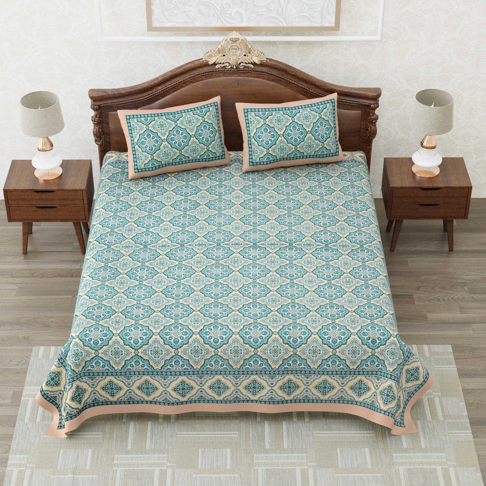 heritage king size cotton nwe trendy colours bedsheet with matching pillow cover
