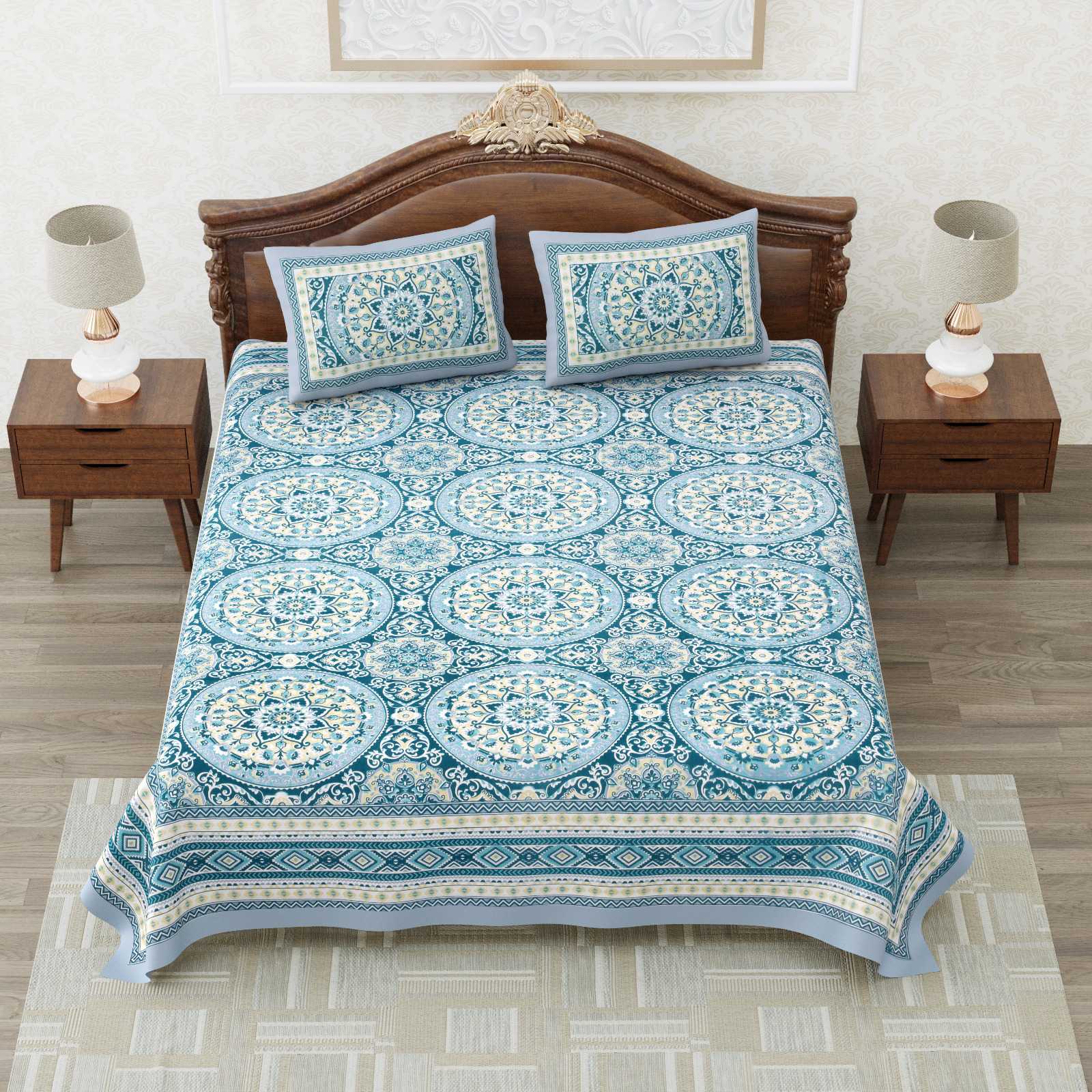 heritage king size cotton nwe trendy colours bedsheet with matching pillow cover