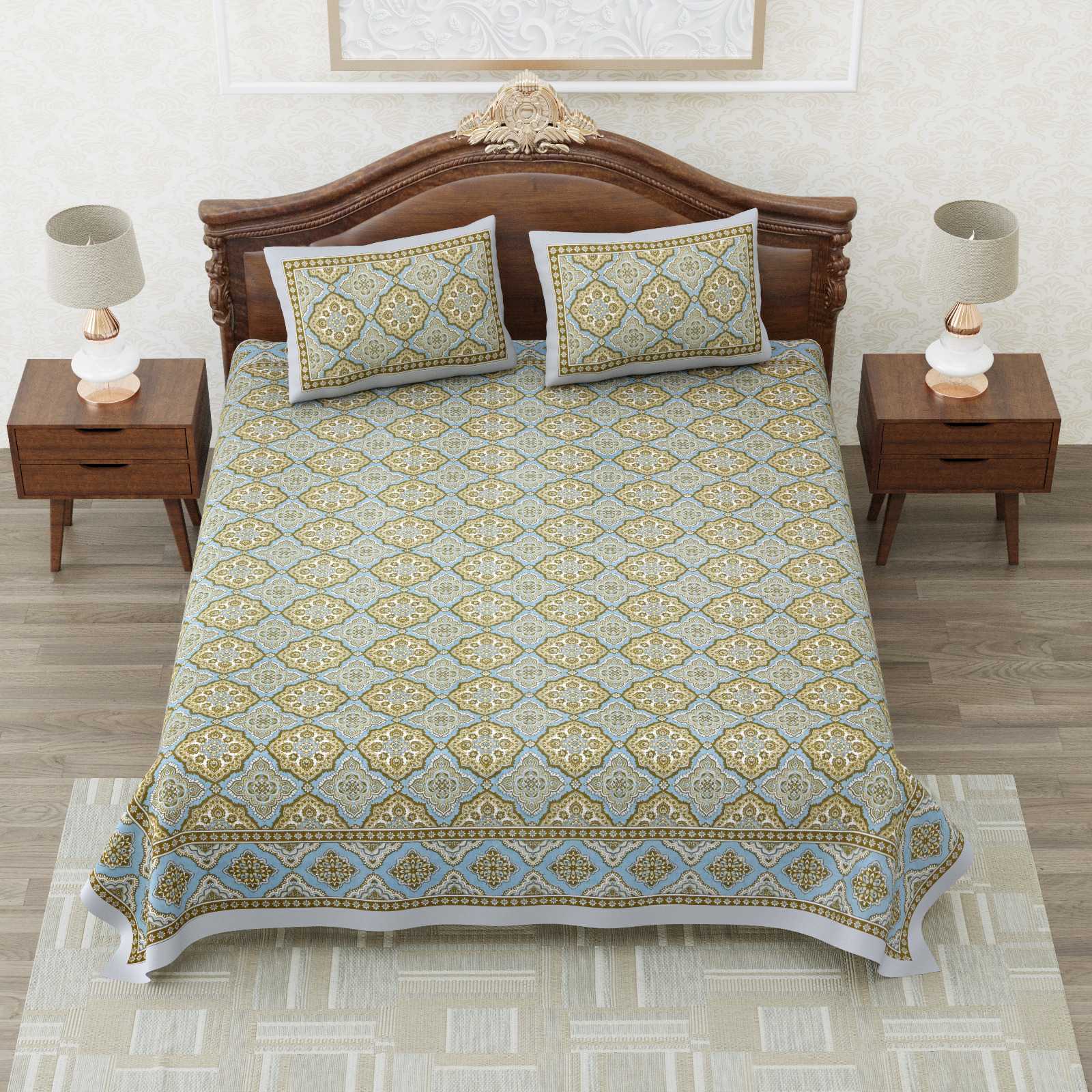 heritage king size cotton nwe trendy colours bedsheet with matching pillow cover