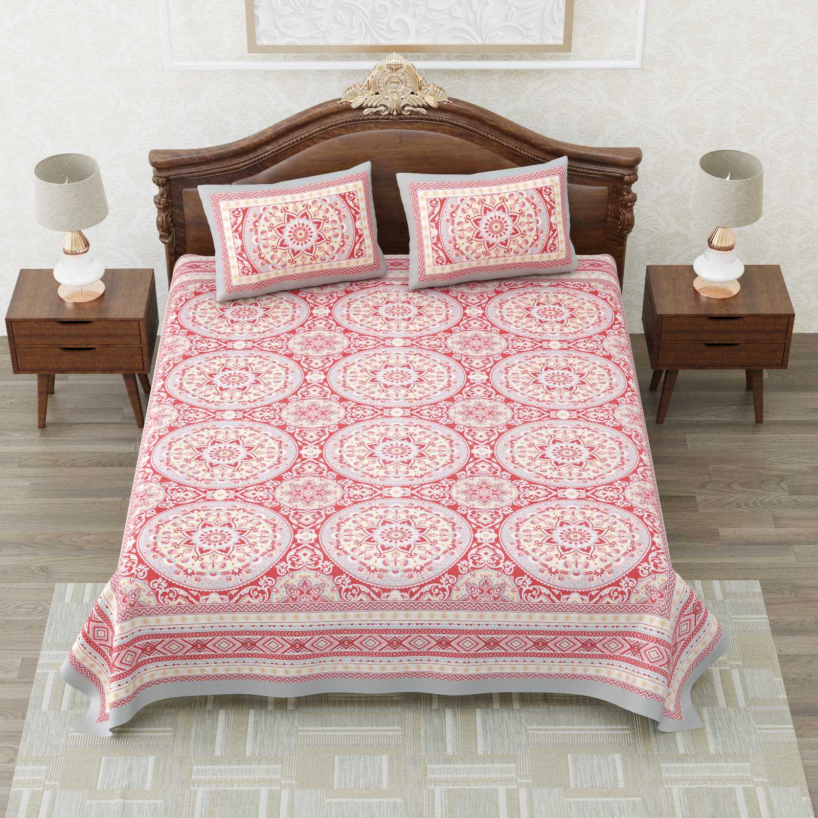 heritage king size cotton nwe trendy colours bedsheet with matching pillow cover