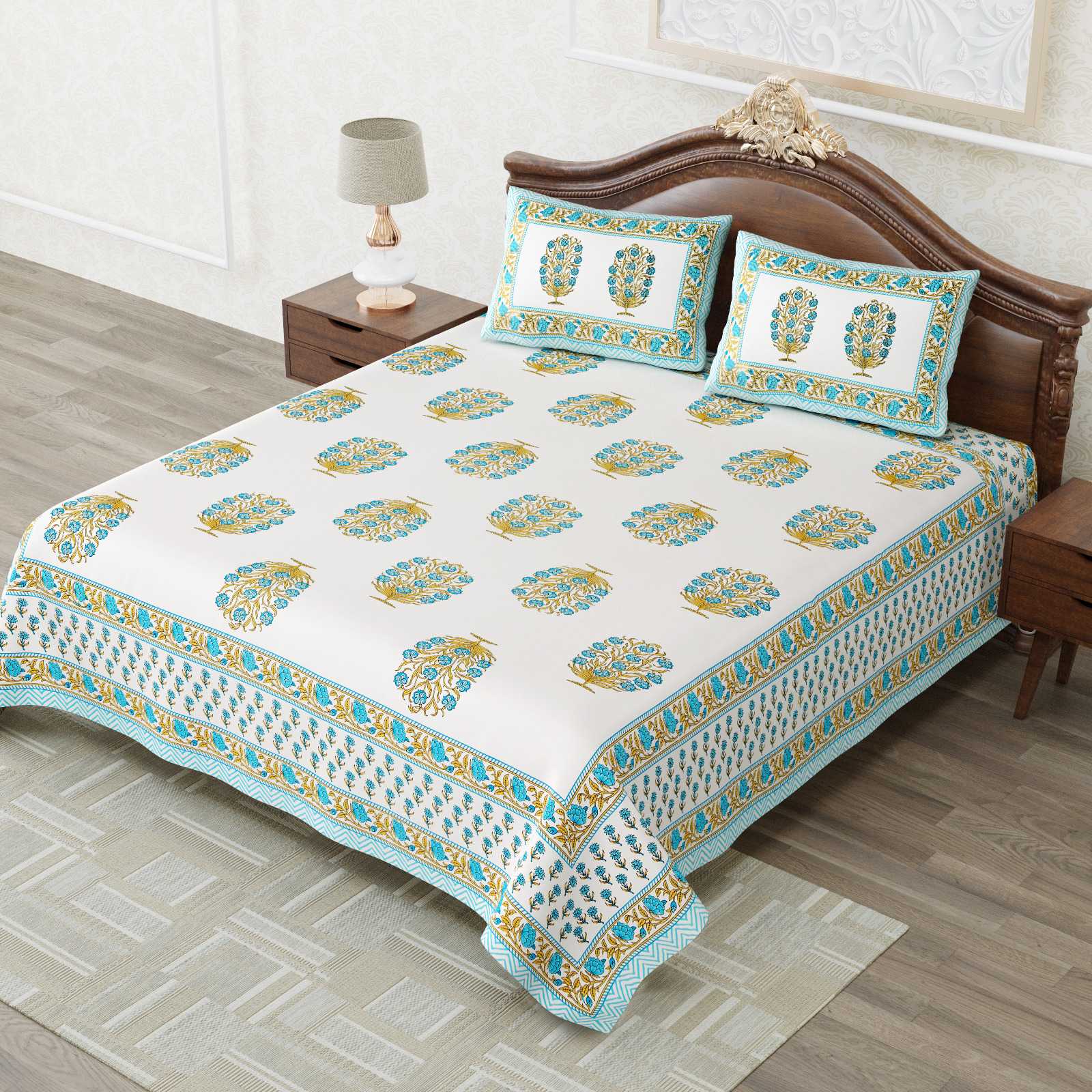 heritage king size cotton nwe trendy colours bedsheet with matching pillow cover
