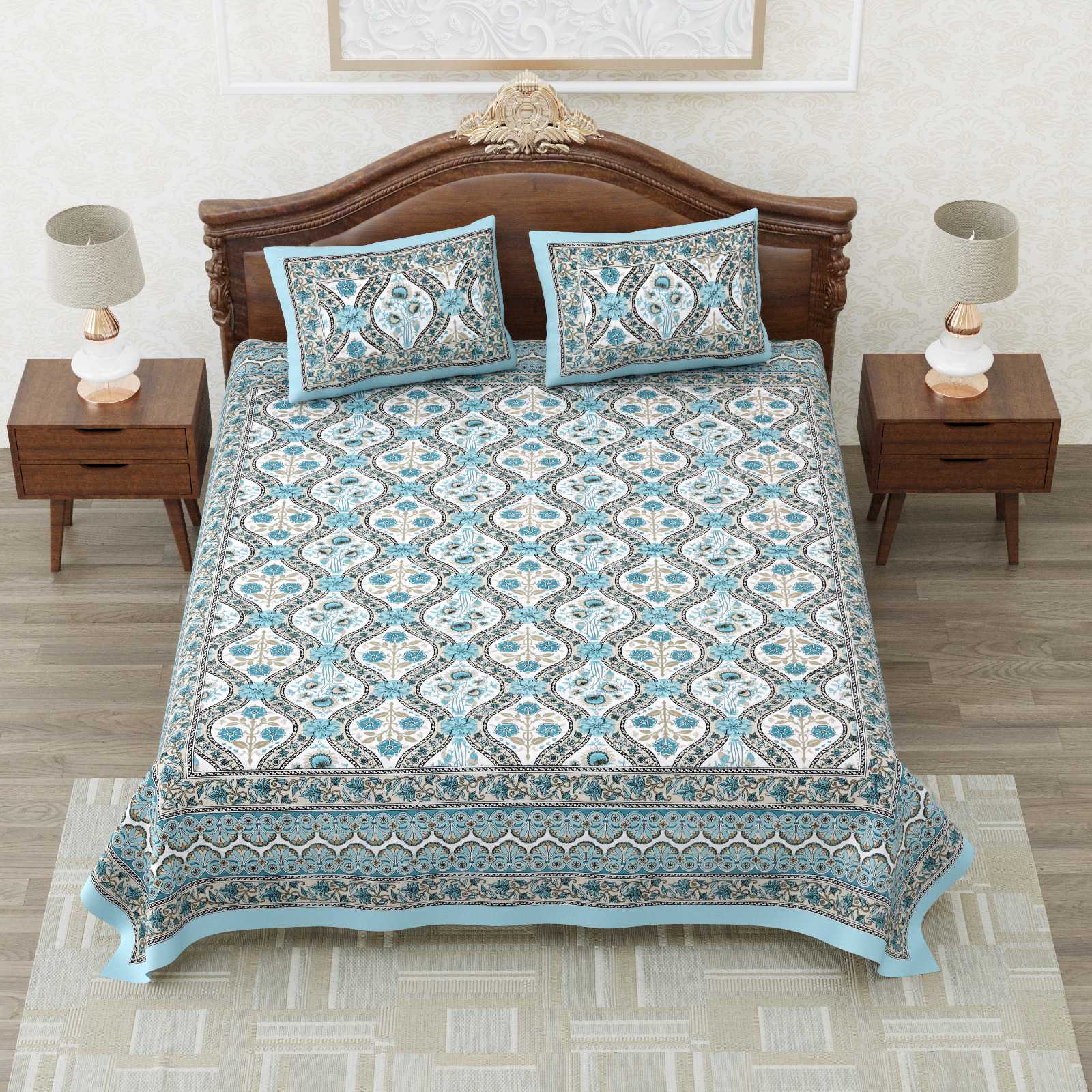 heritage king size cotton nwe trendy colours bedsheet with matching pillow cover