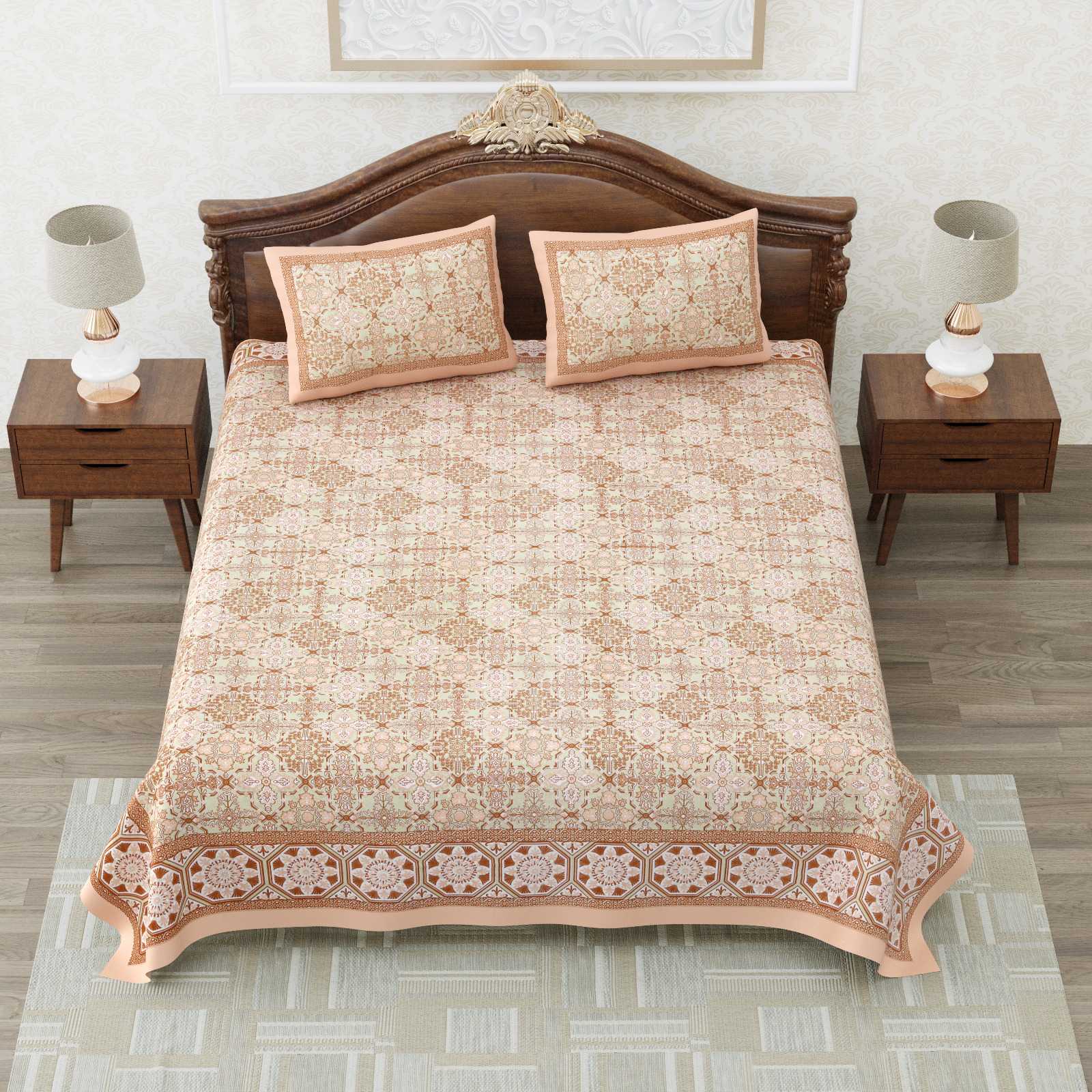 heritage king size cotton nwe trendy colours bedsheet with matching pillow cover