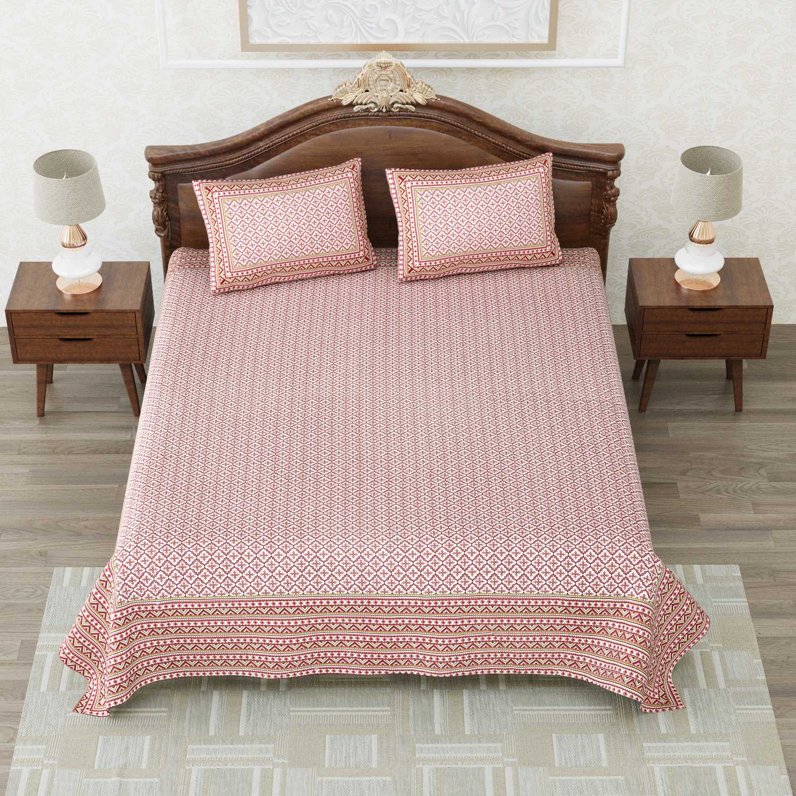heritage king size cotton nwe trendy colours bedsheet with matching pillow cover